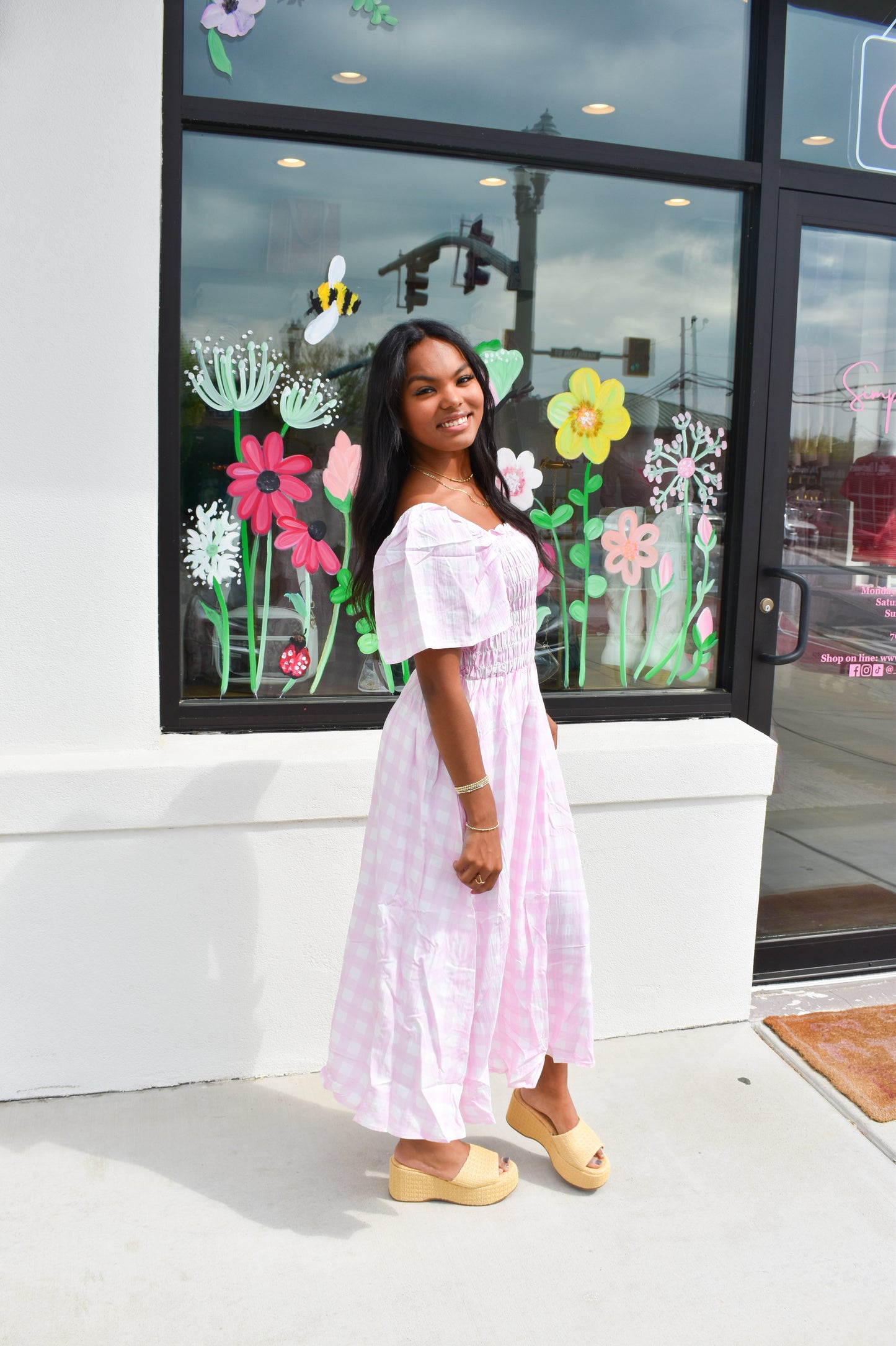 Pretty in Pink Gingham Maxi Dress