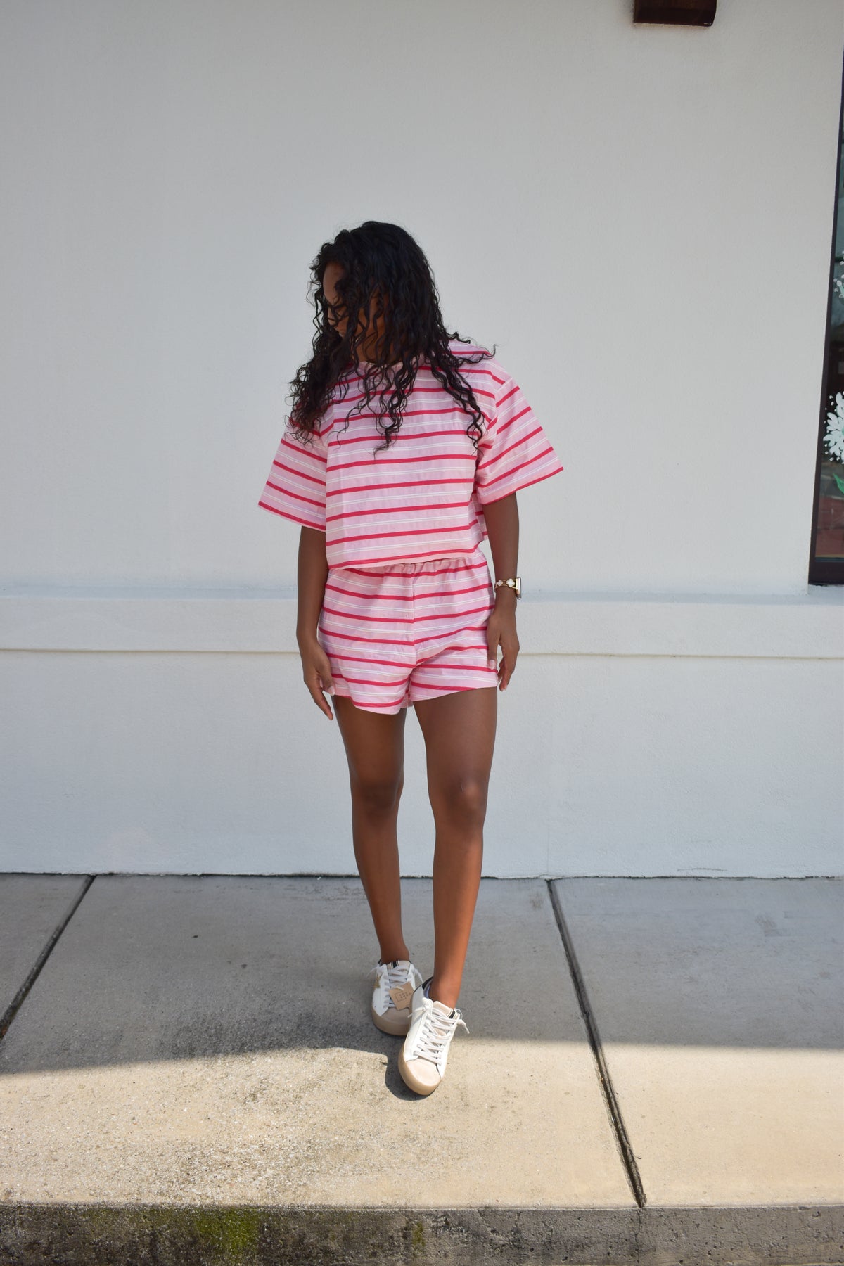 Pink/White Striped Lounge Top