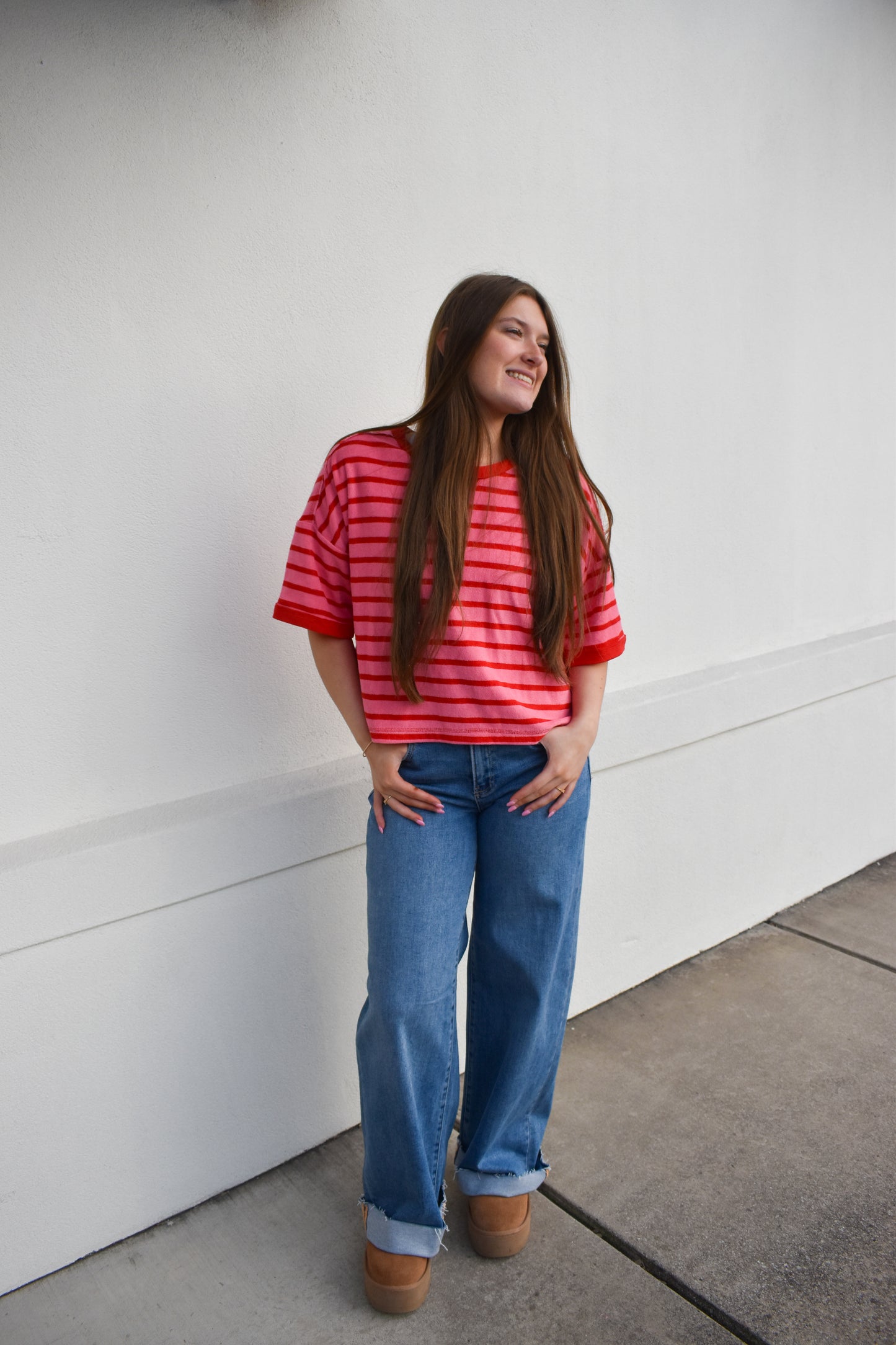 Oversized Stripe Comfy Knit Top