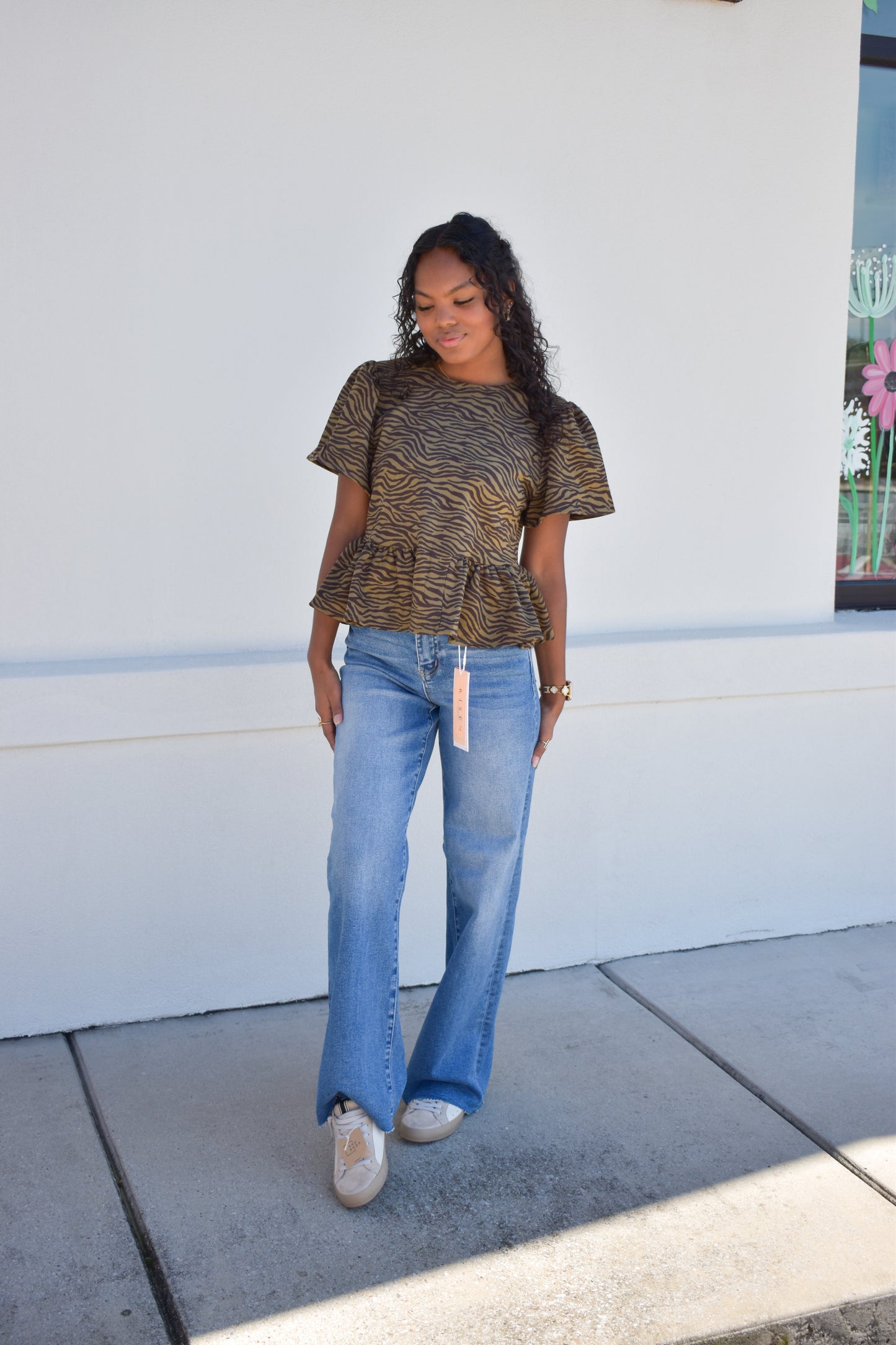Zebra Social Peplum Top