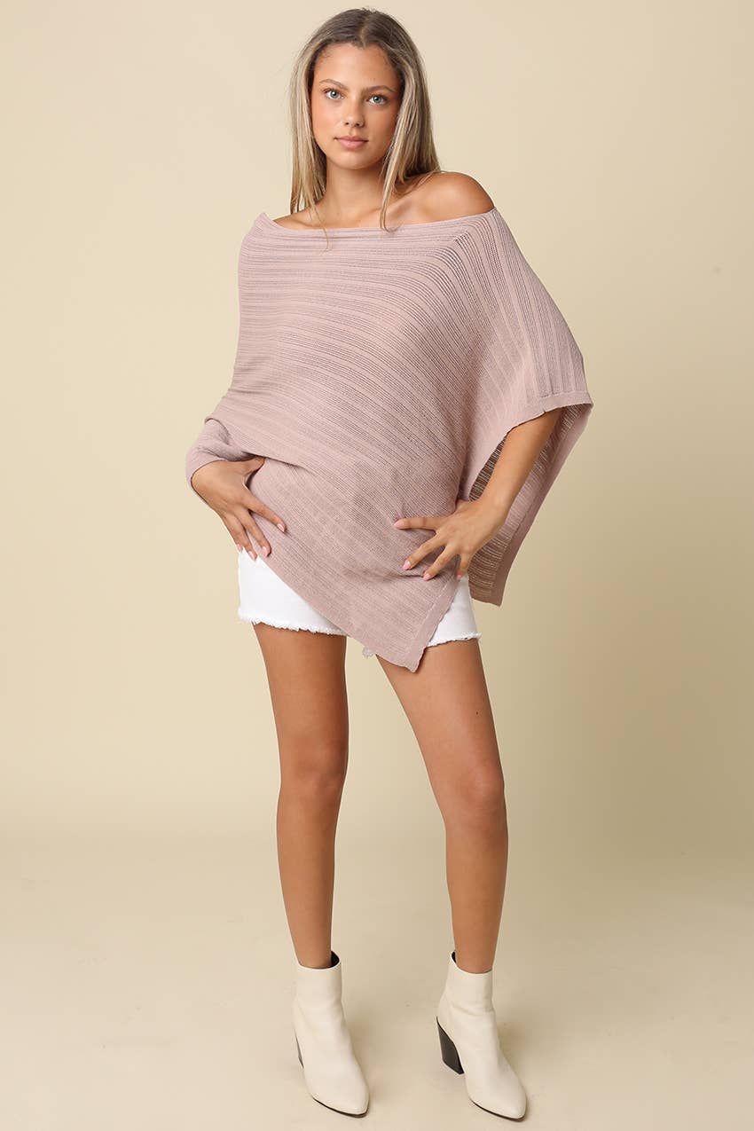 Lilia Asymmetrical Knit Poncho Top
