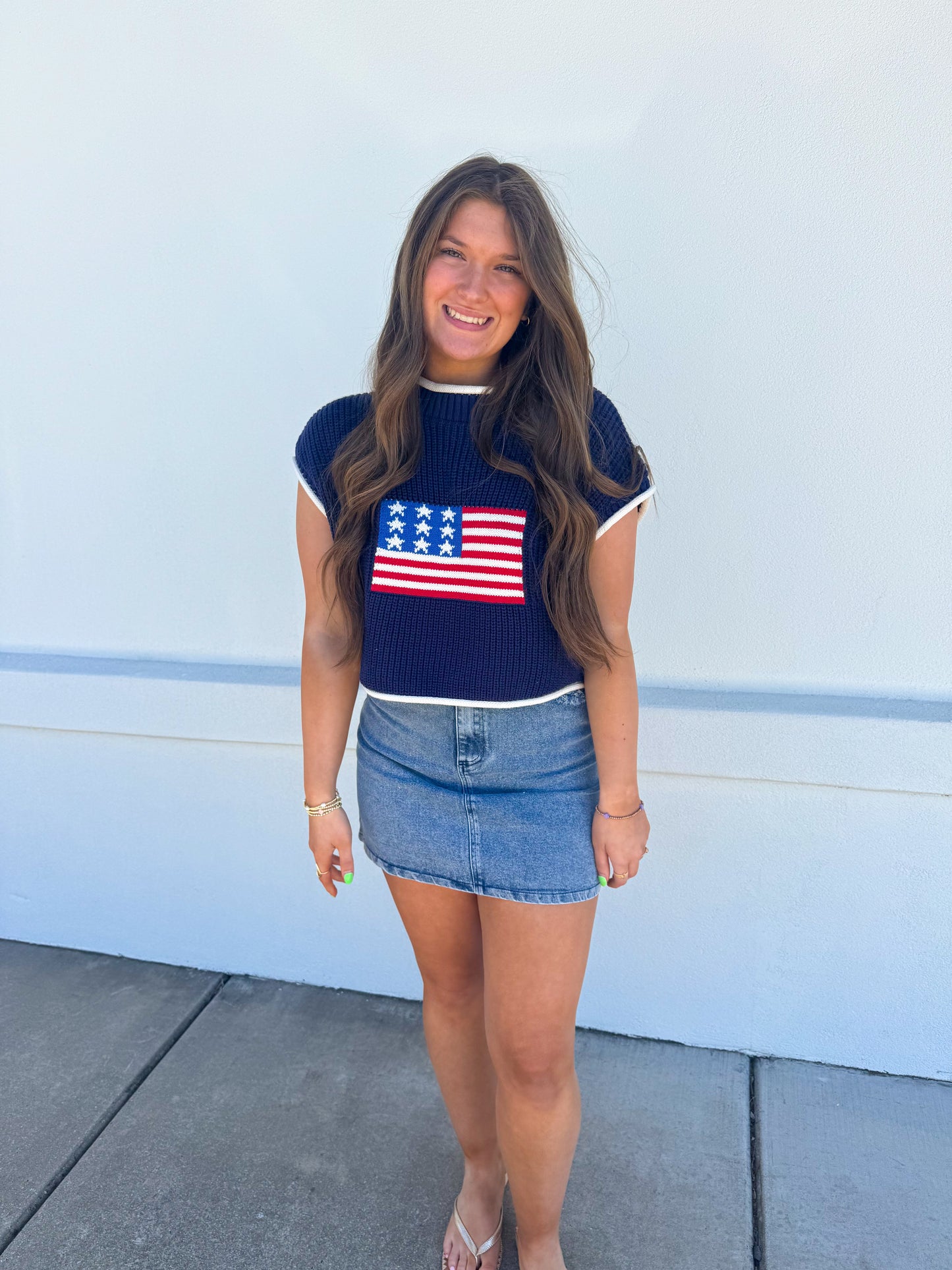 American Flag Sweater Top