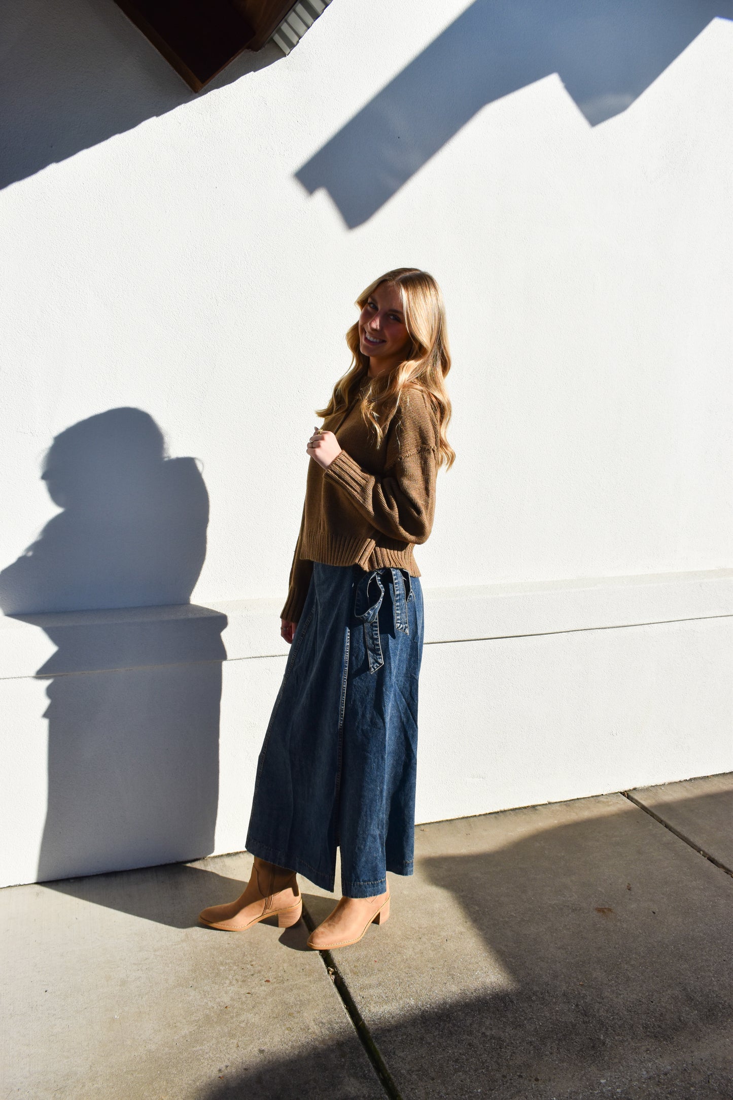 Denim Maxi Wrap Skirt