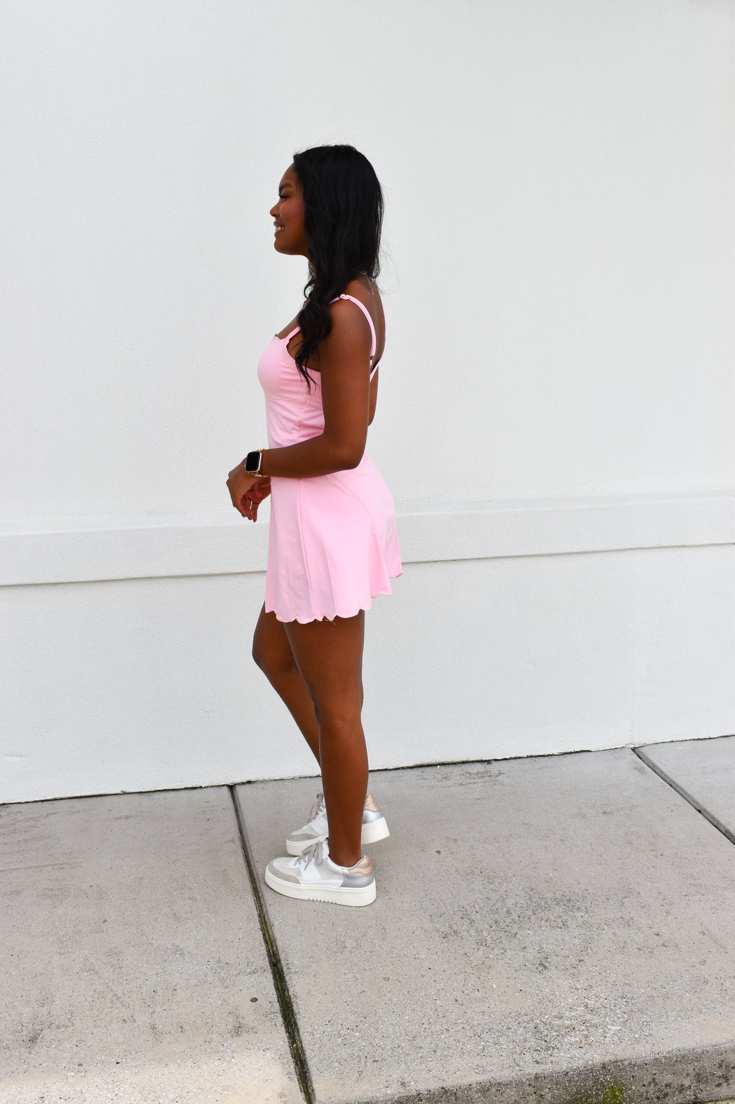 Scallop Athletic Dress: Pink