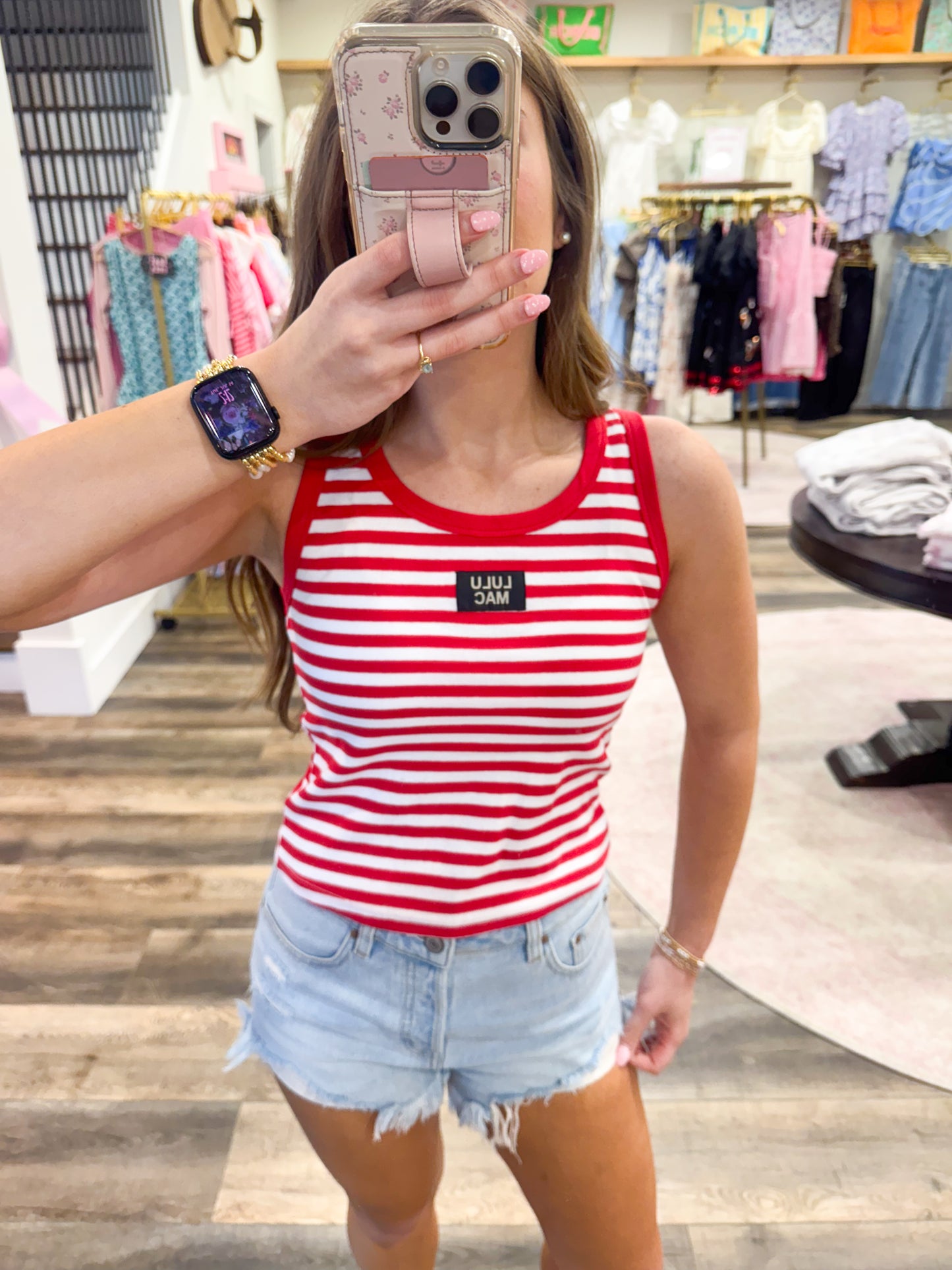 Lulu Mac Stripe Tank Top: Red