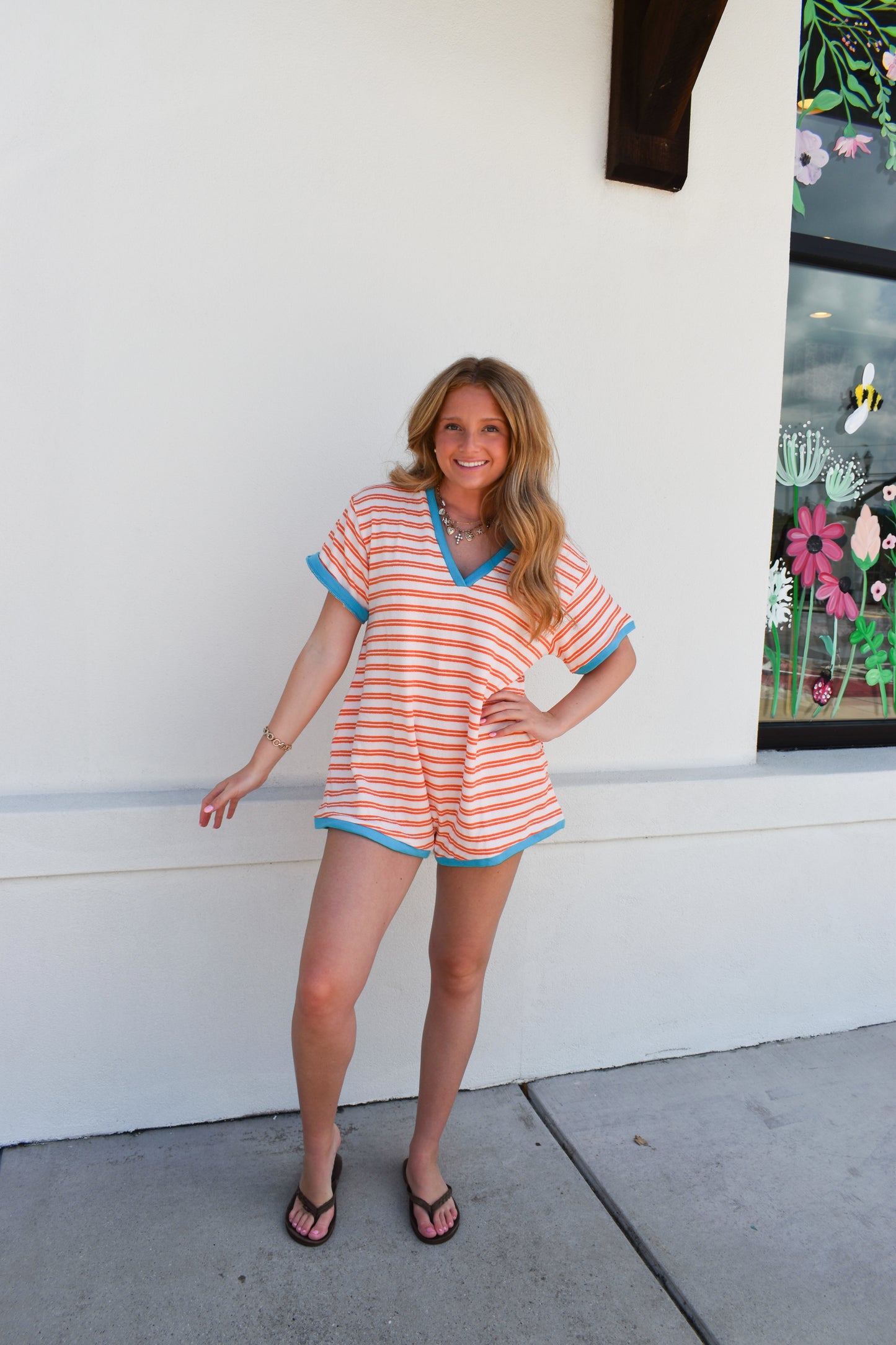 Striped Terry Knit Romper