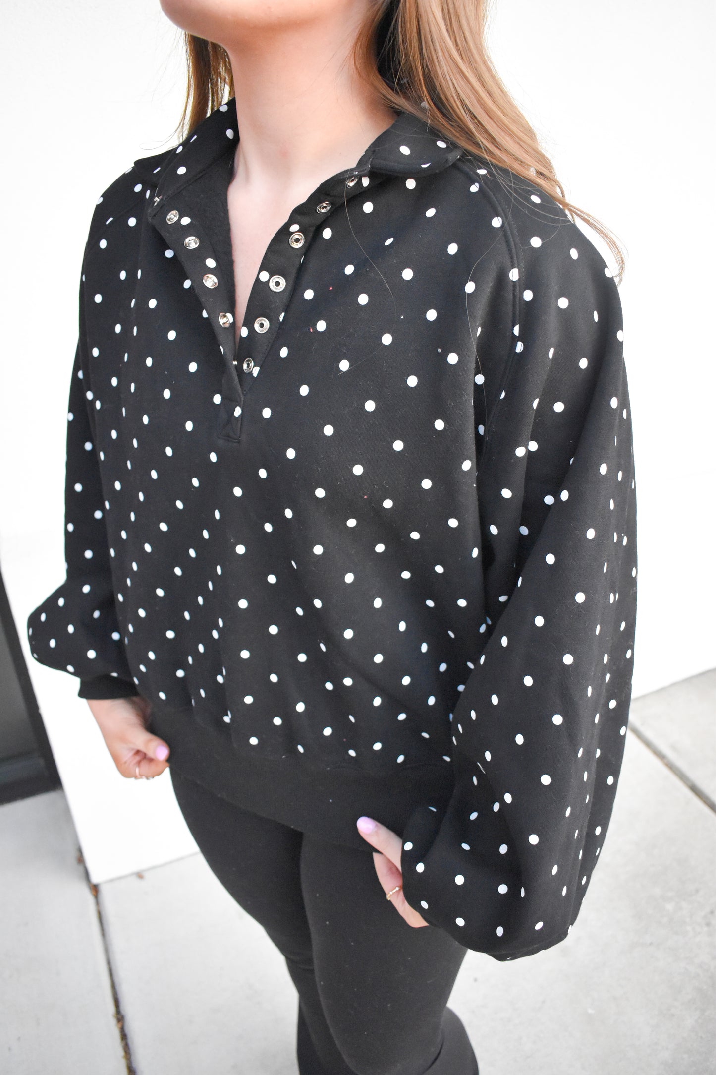 Polka Dot Piper Snap Button Sweater