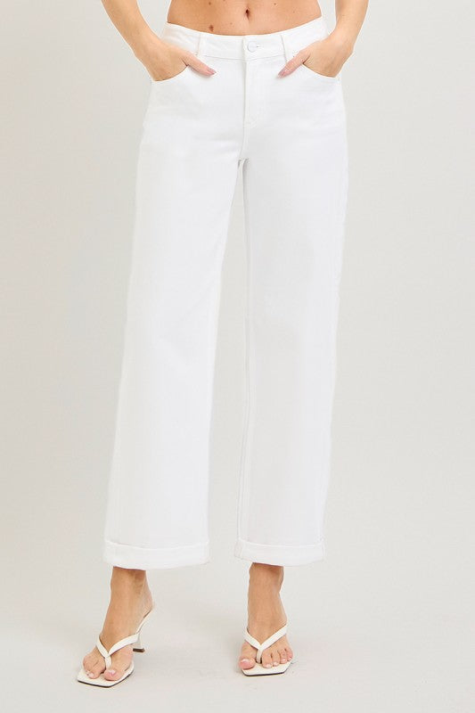 Risen Mid Rise Ankle Barrel Relaxed Baggy Pants