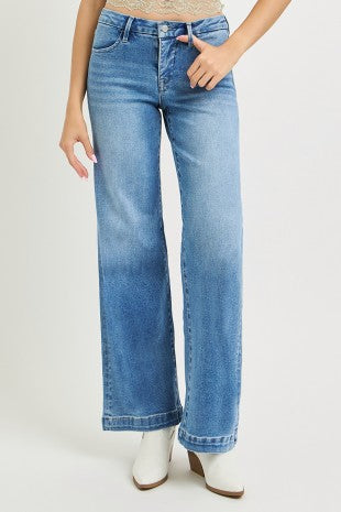 Risen Tummy Control Mid Rise Wide Leg: Medium