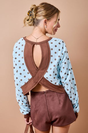 Polka Dot Top W/ Back Cutout