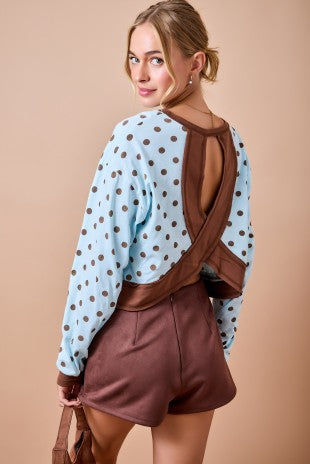 Polka Dot Top W/ Back Cutout