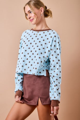 Polka Dot Top W/ Back Cutout