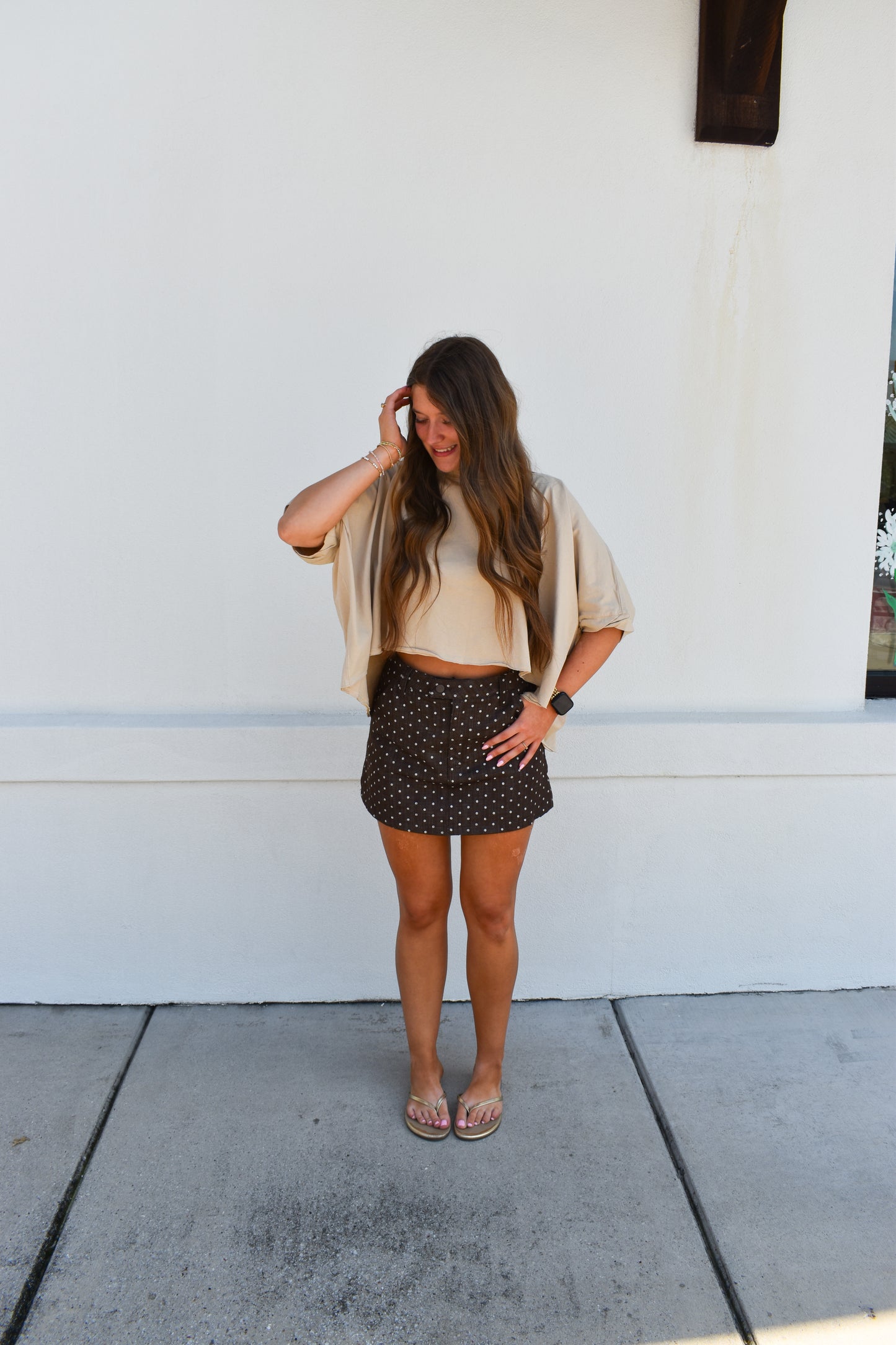 A-Line Polka Dot Utility Skirt