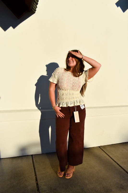 Short Sleeve Lace Blouse