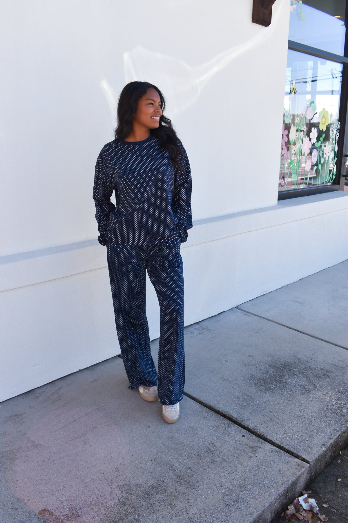 Navy Blue Polka Dot Loungewear Pants