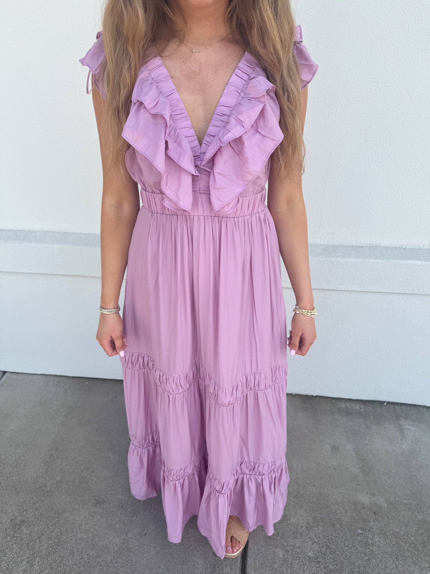 Lilac Ruffle Tiered Dress