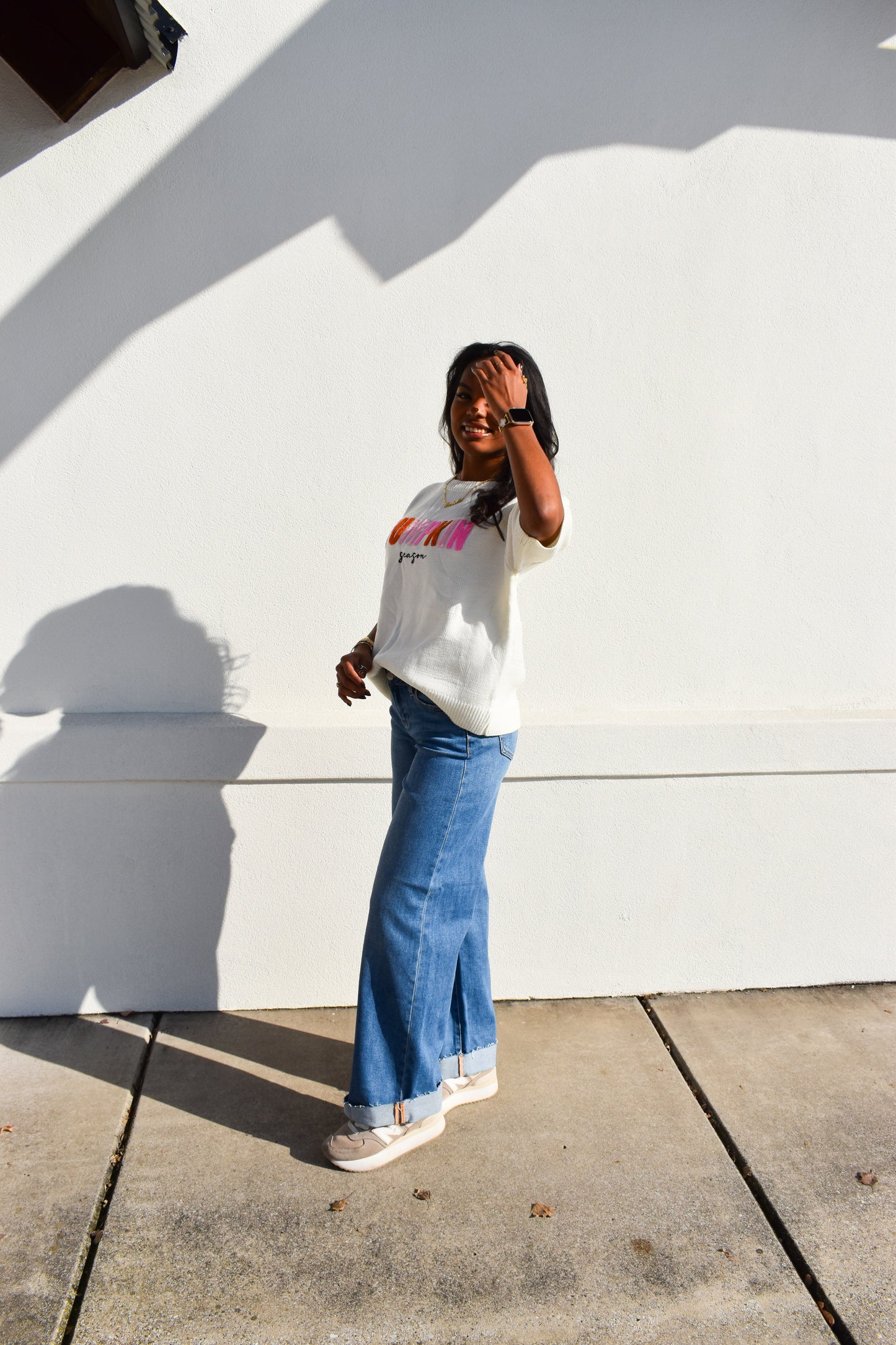 Pumpkin Season Embroidered Short Sleeve