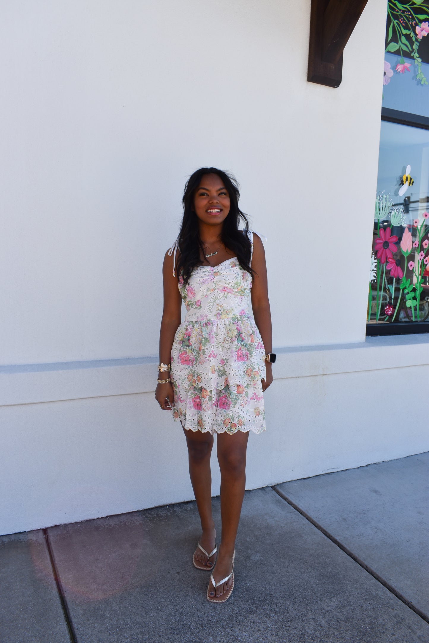 Elin Eyelet Tiered Mini Dress