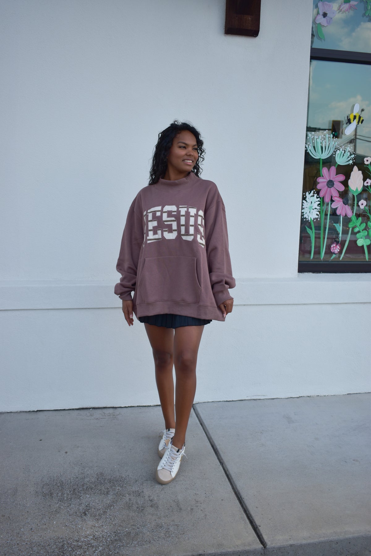 JESUS Oversized MockNeck Sweatshirt