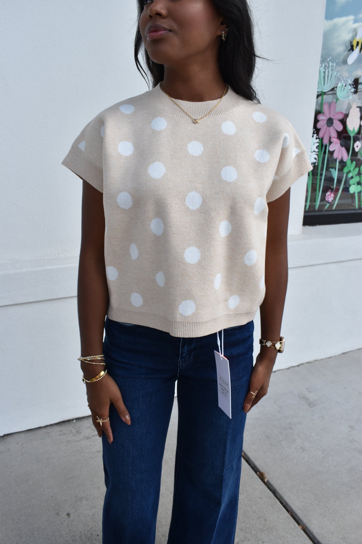 Polka Dot Knit Sleeveless Top