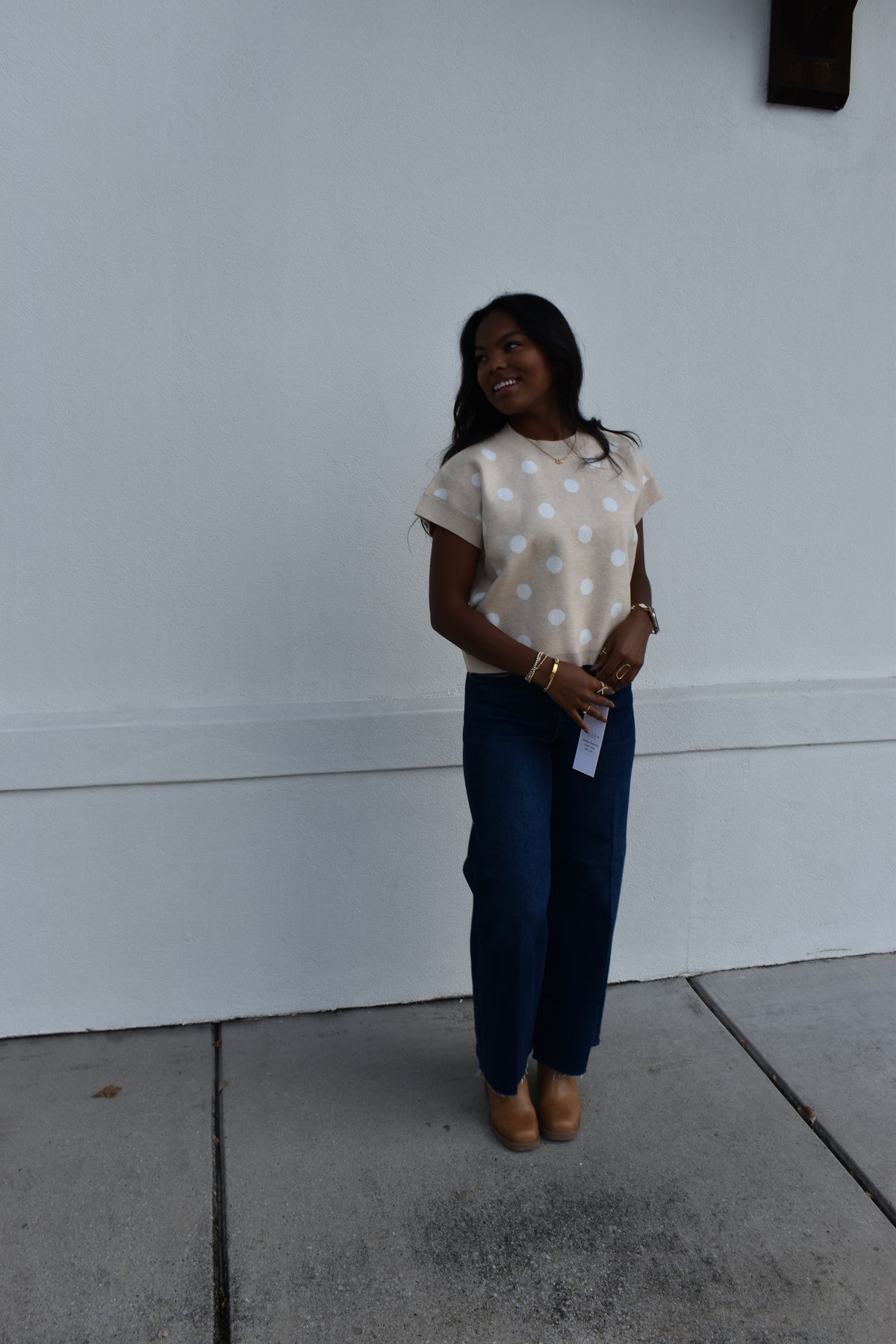 Polka Dot Knit Sleeveless Top