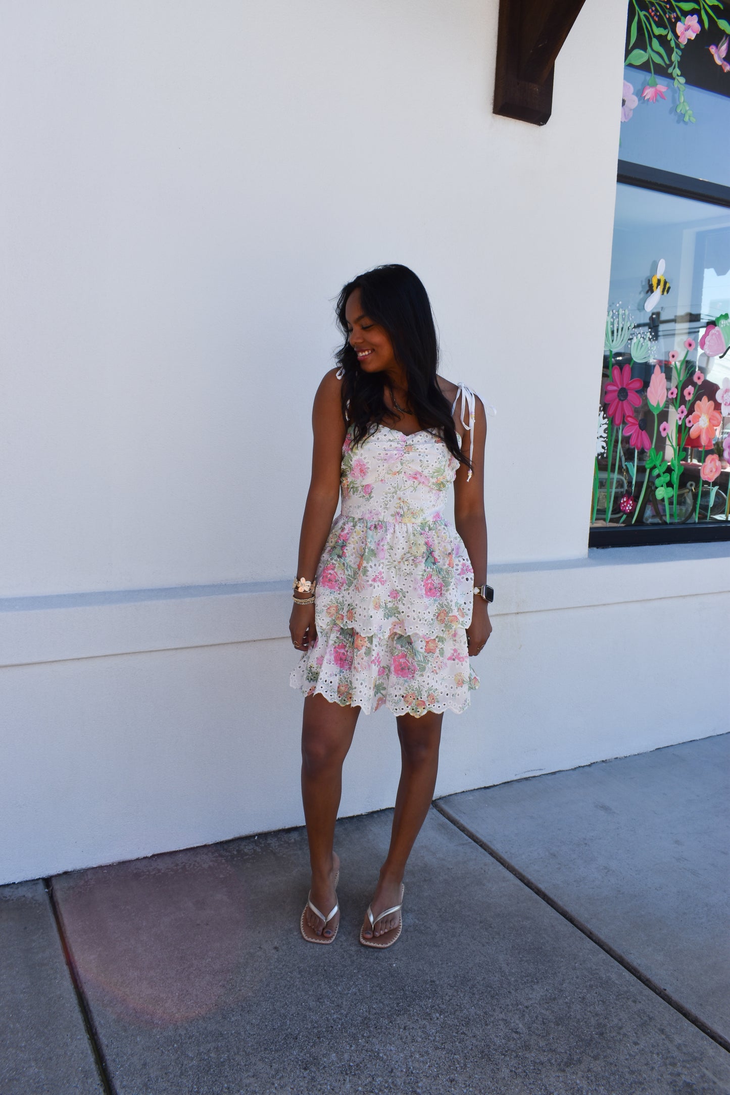 Elin Eyelet Tiered Mini Dress