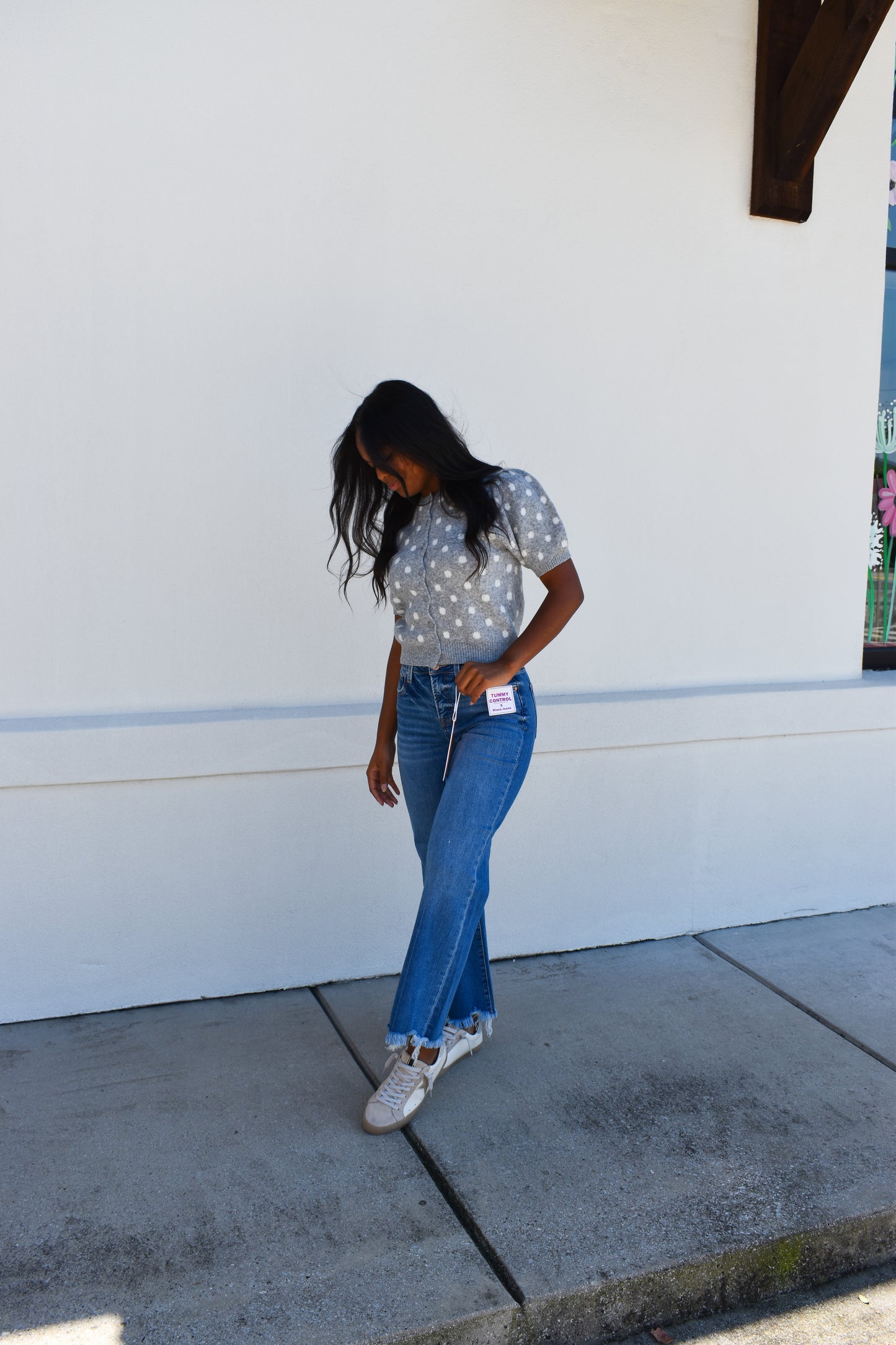 Puff Short Sleeve Polka Dot Top