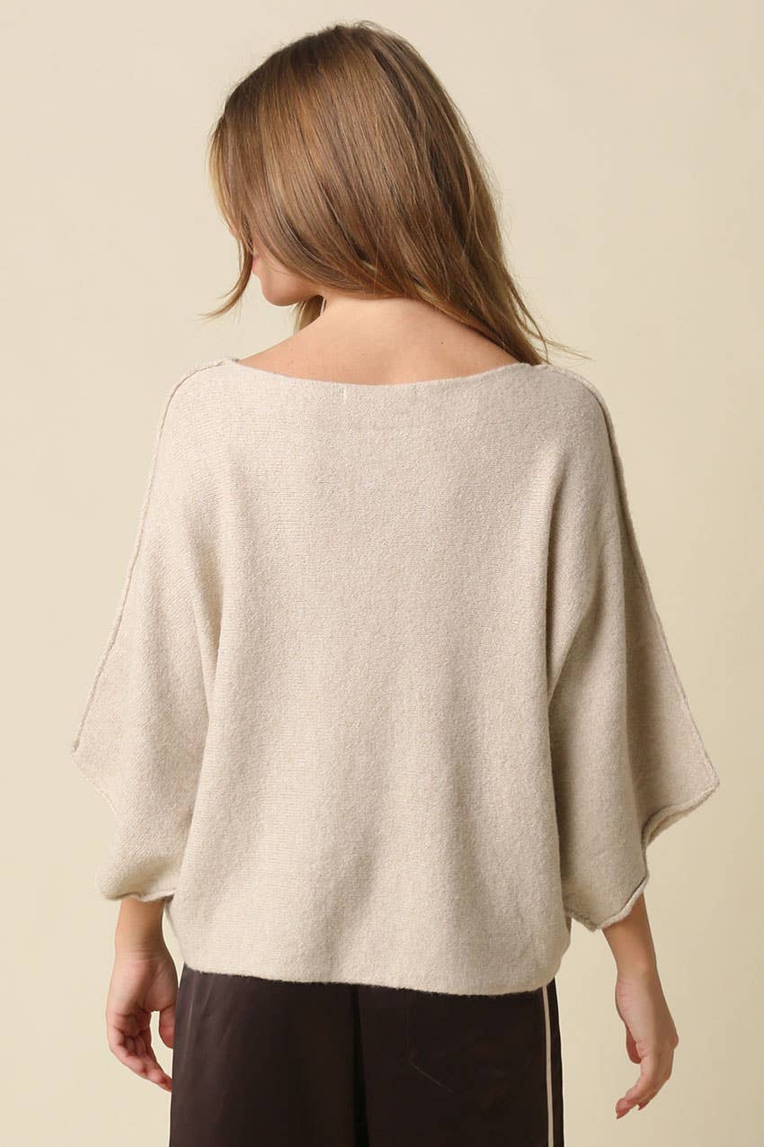 Gloria One Shoulder Knit Top: Oatmeal