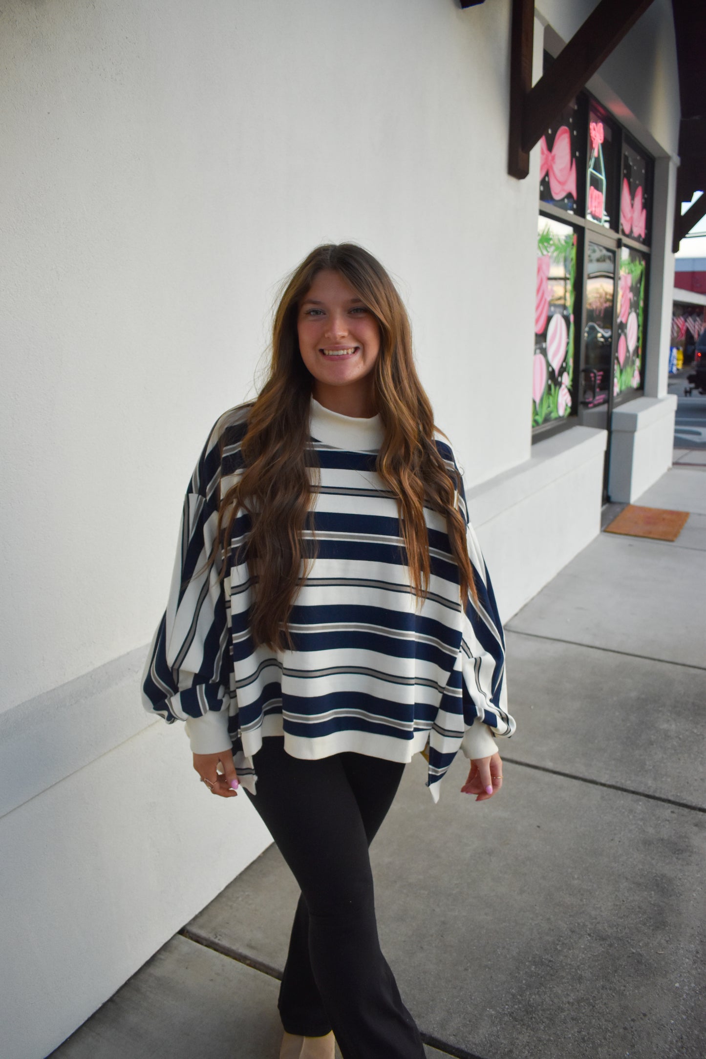 Striped Oversized Mockneck