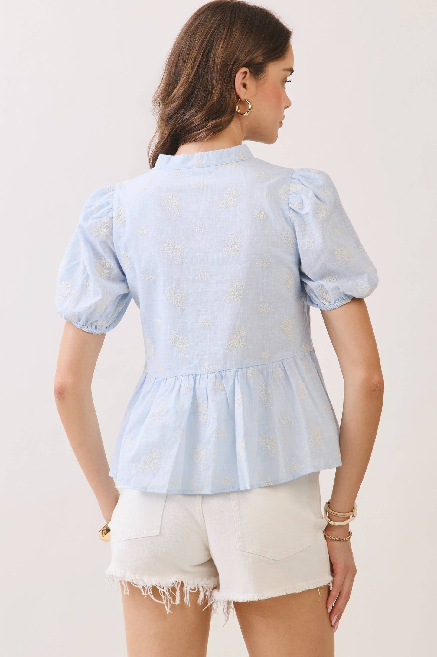 Eloise Peplum Puff Sleeve Top