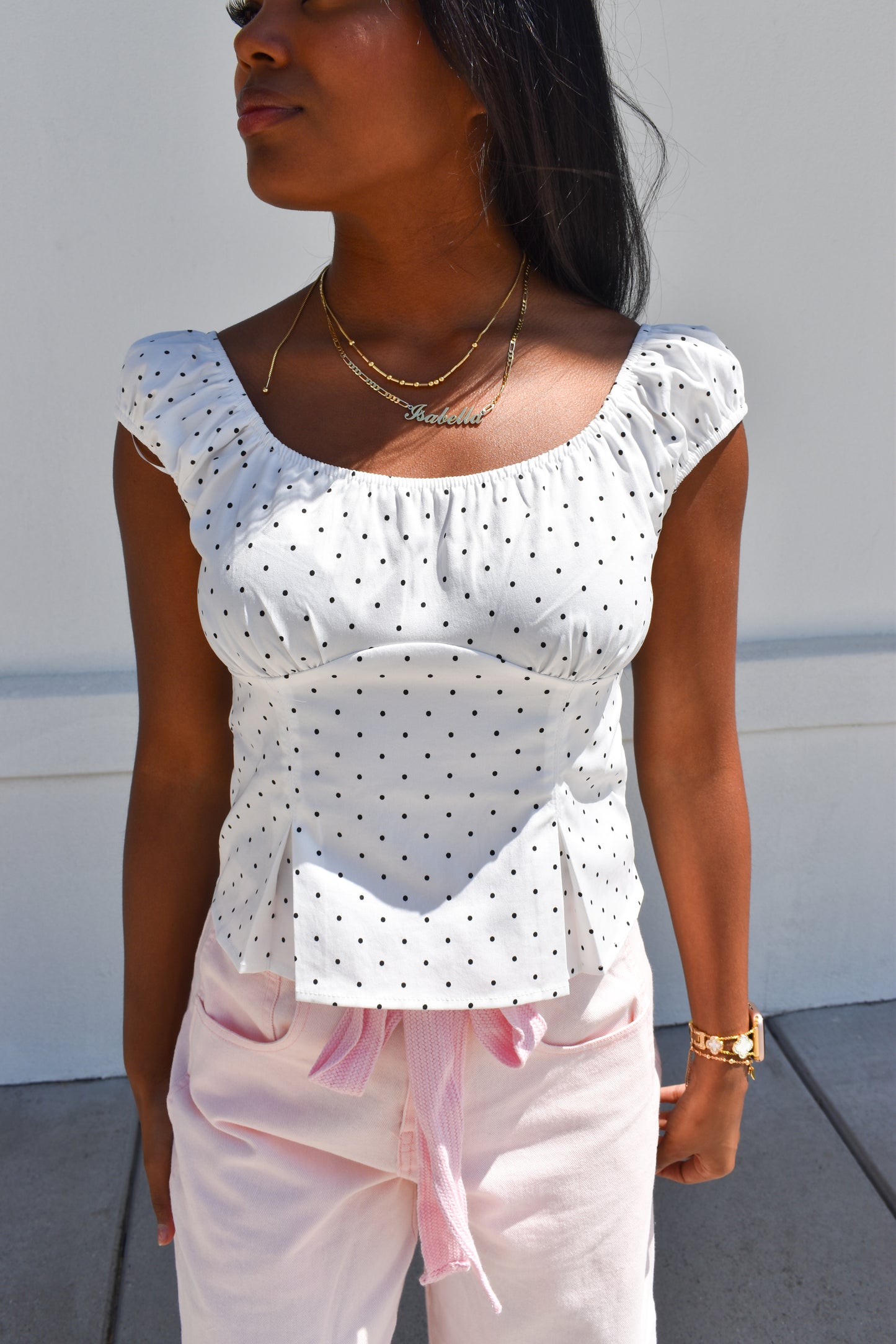 Polka Dot Peplum Top