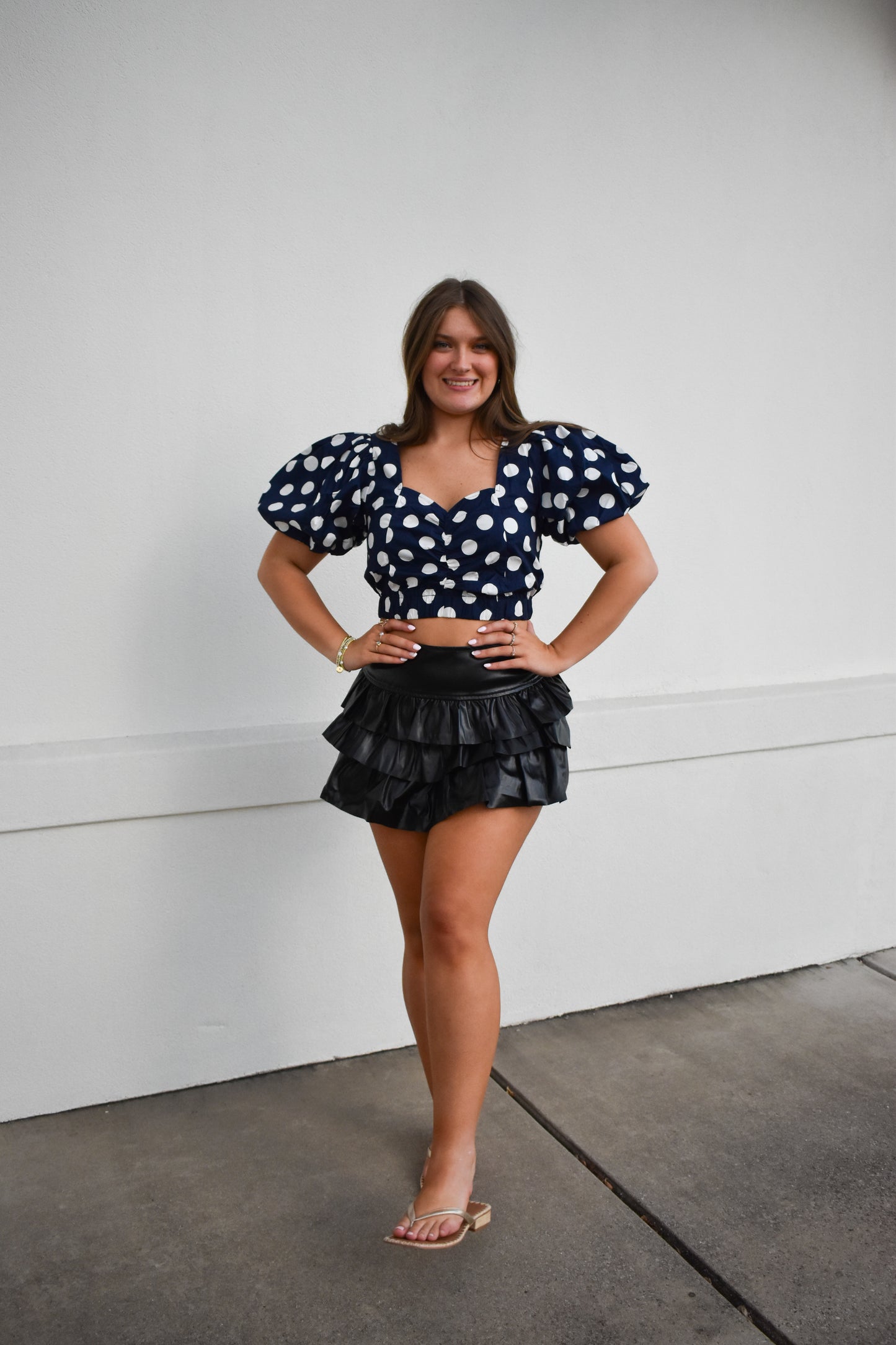 Cropped Polka Dot Bubble Top