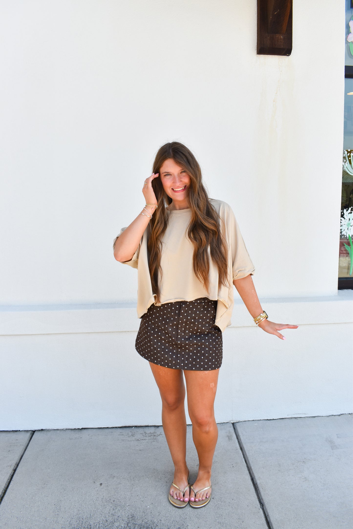 Oversized Beige Wash Top