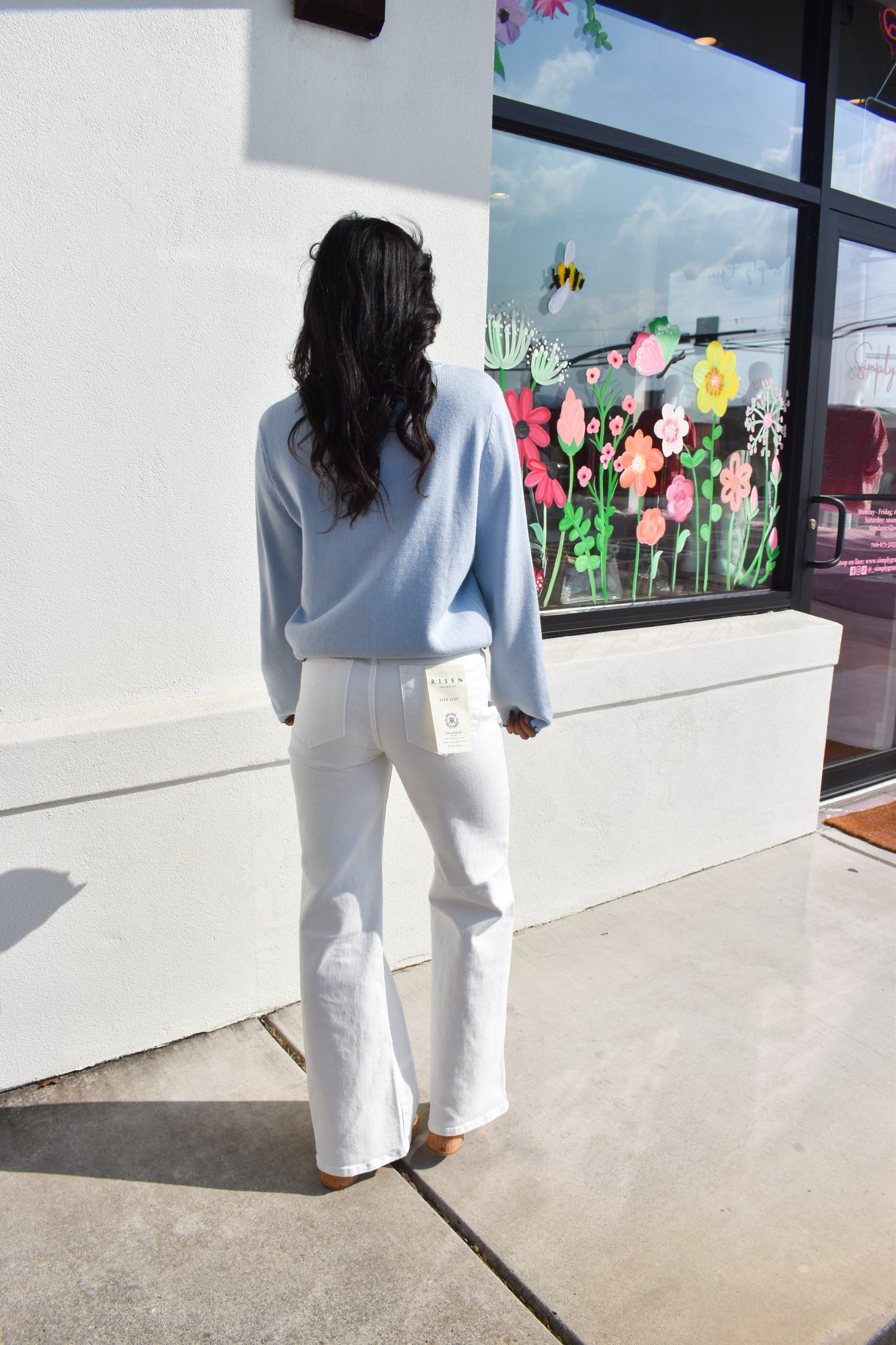Risen White High Rise Wide Pants