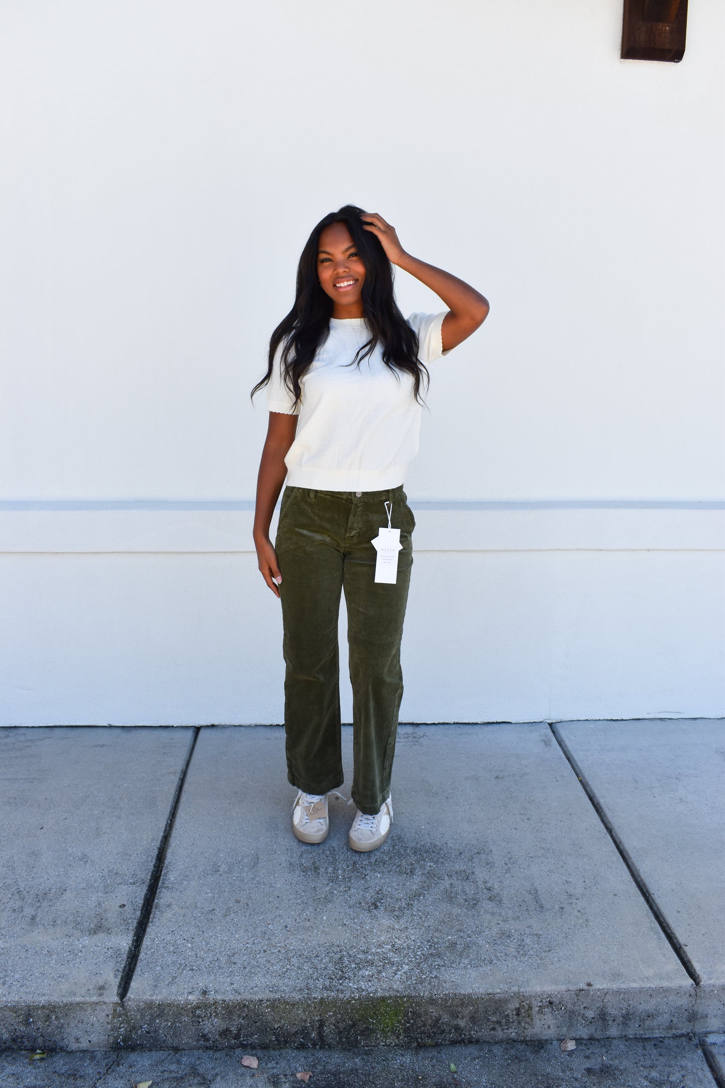 Starburst Pointelle Puff Sleeve Sweater