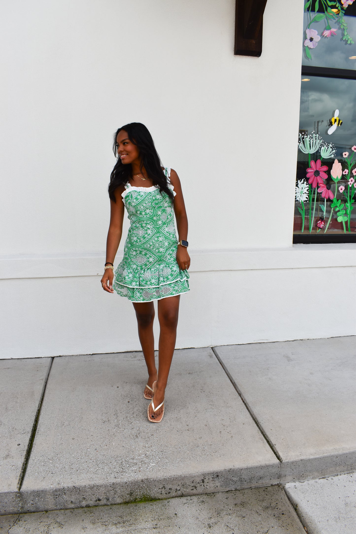 Paisley Embroidery Ruffle Mini Dress