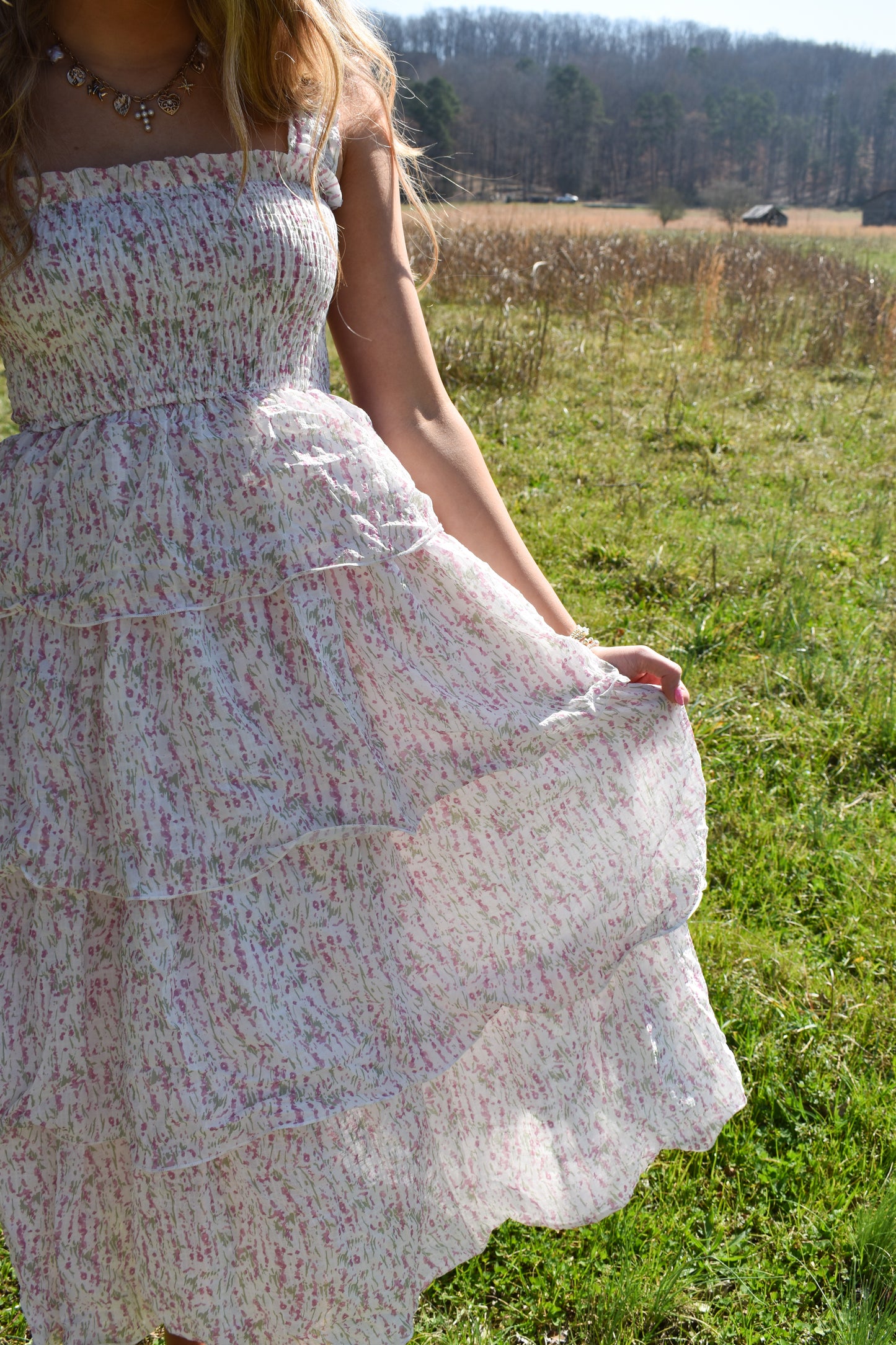 Garden Whirl Tier Midi Dress