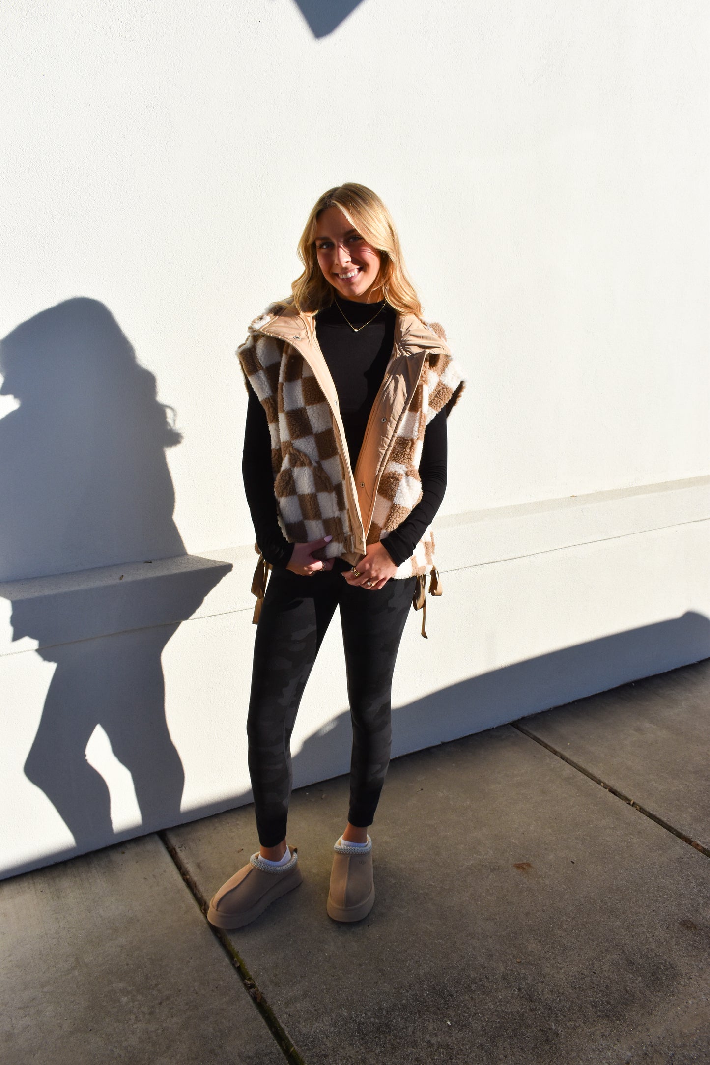 Checkered Fleece Vest