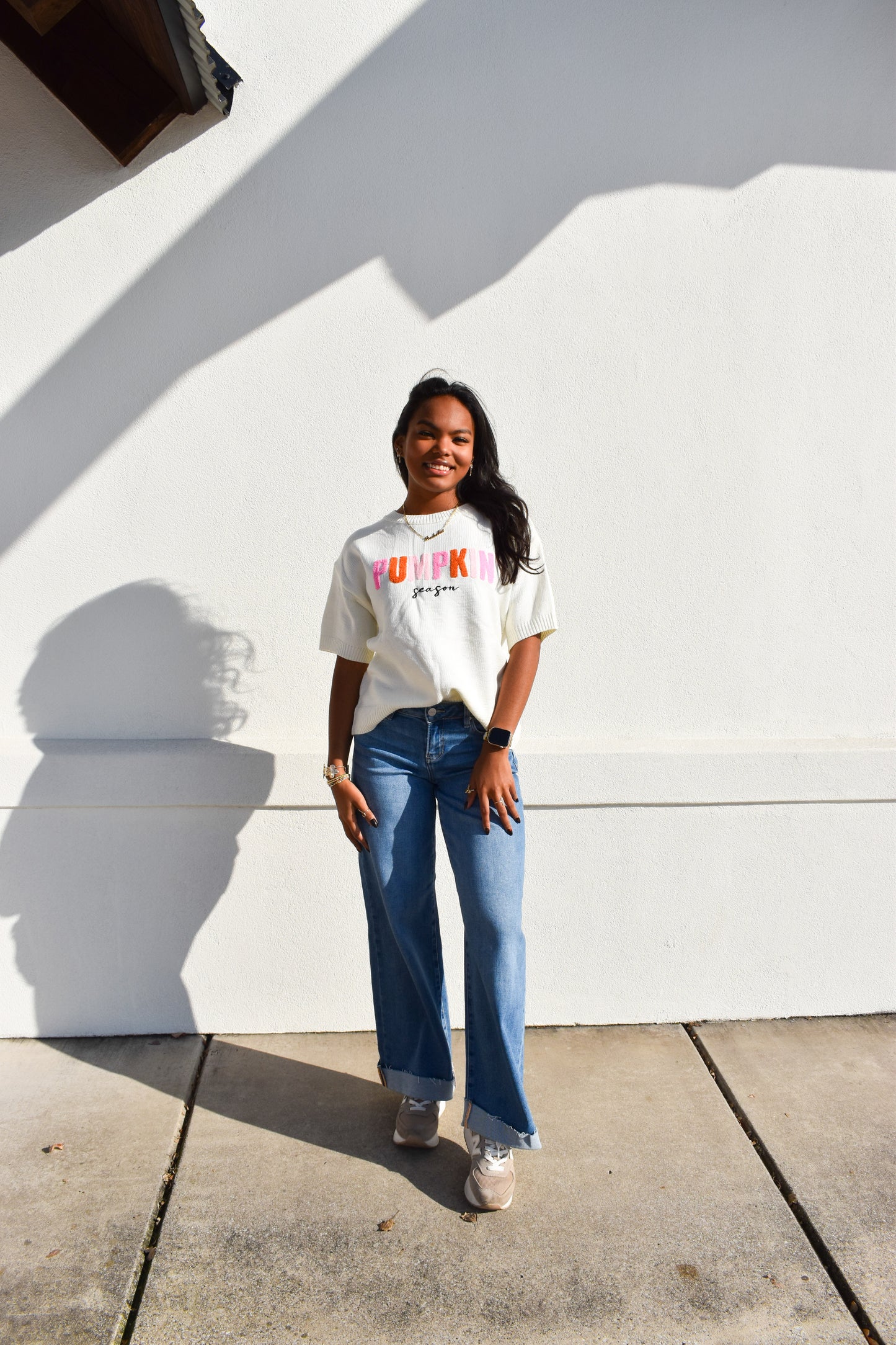 Pumpkin Season Embroidered Short Sleeve