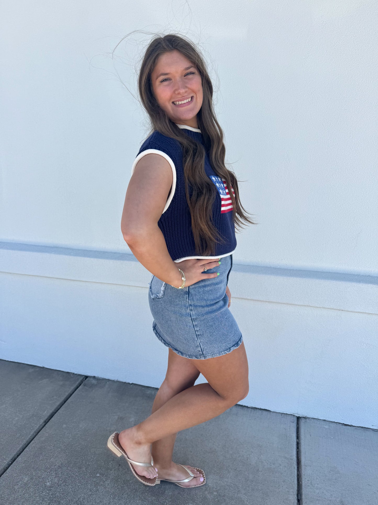 American Flag Sweater Top