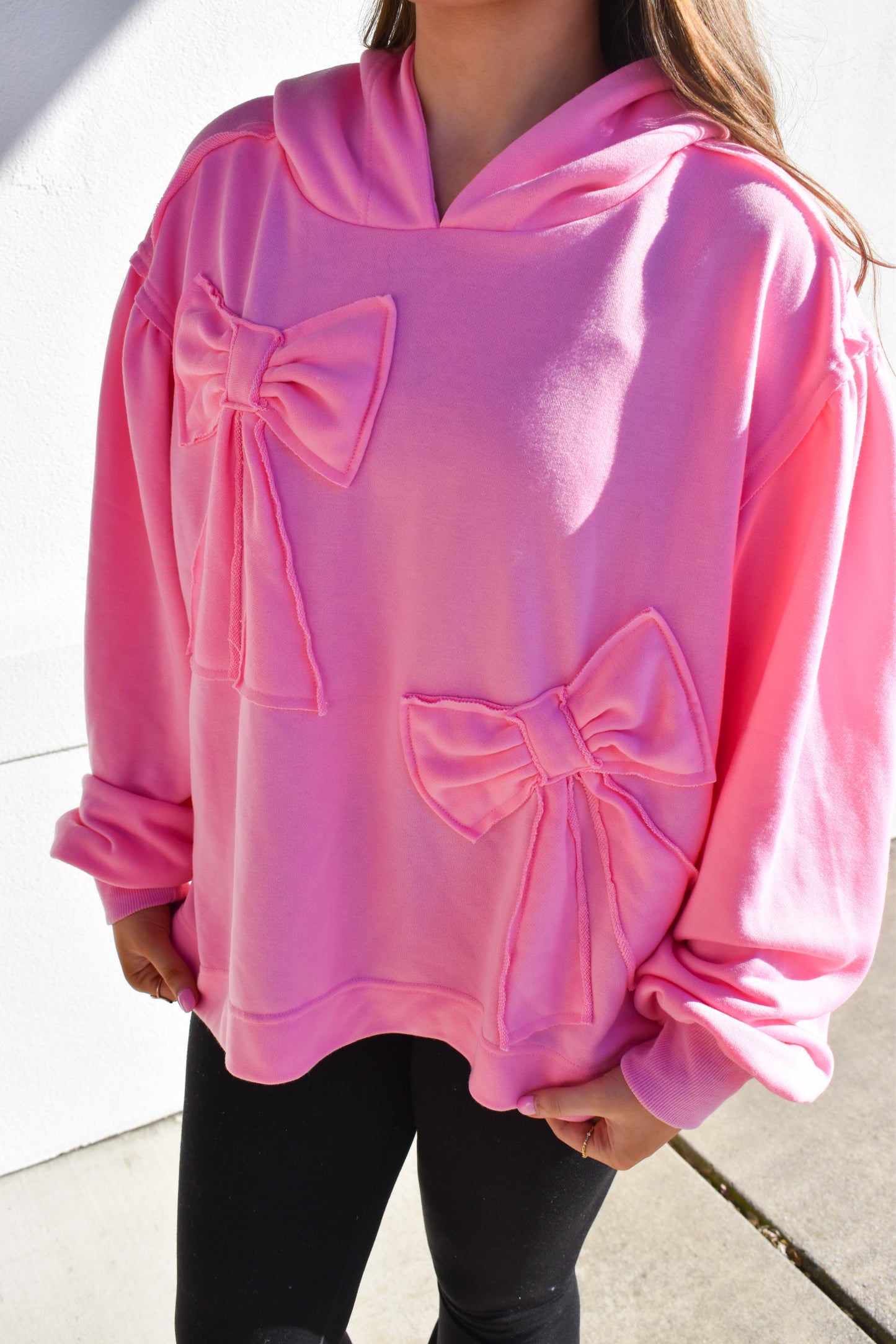 Oversized Hoodie W/ Accented Bows