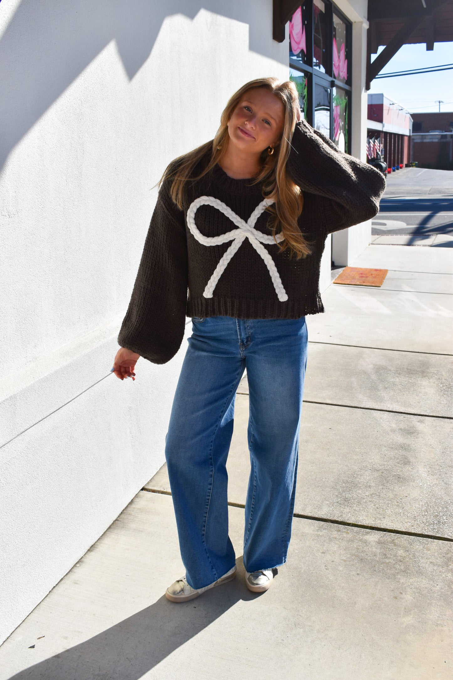 Ribbon Knitted Bow Sweater