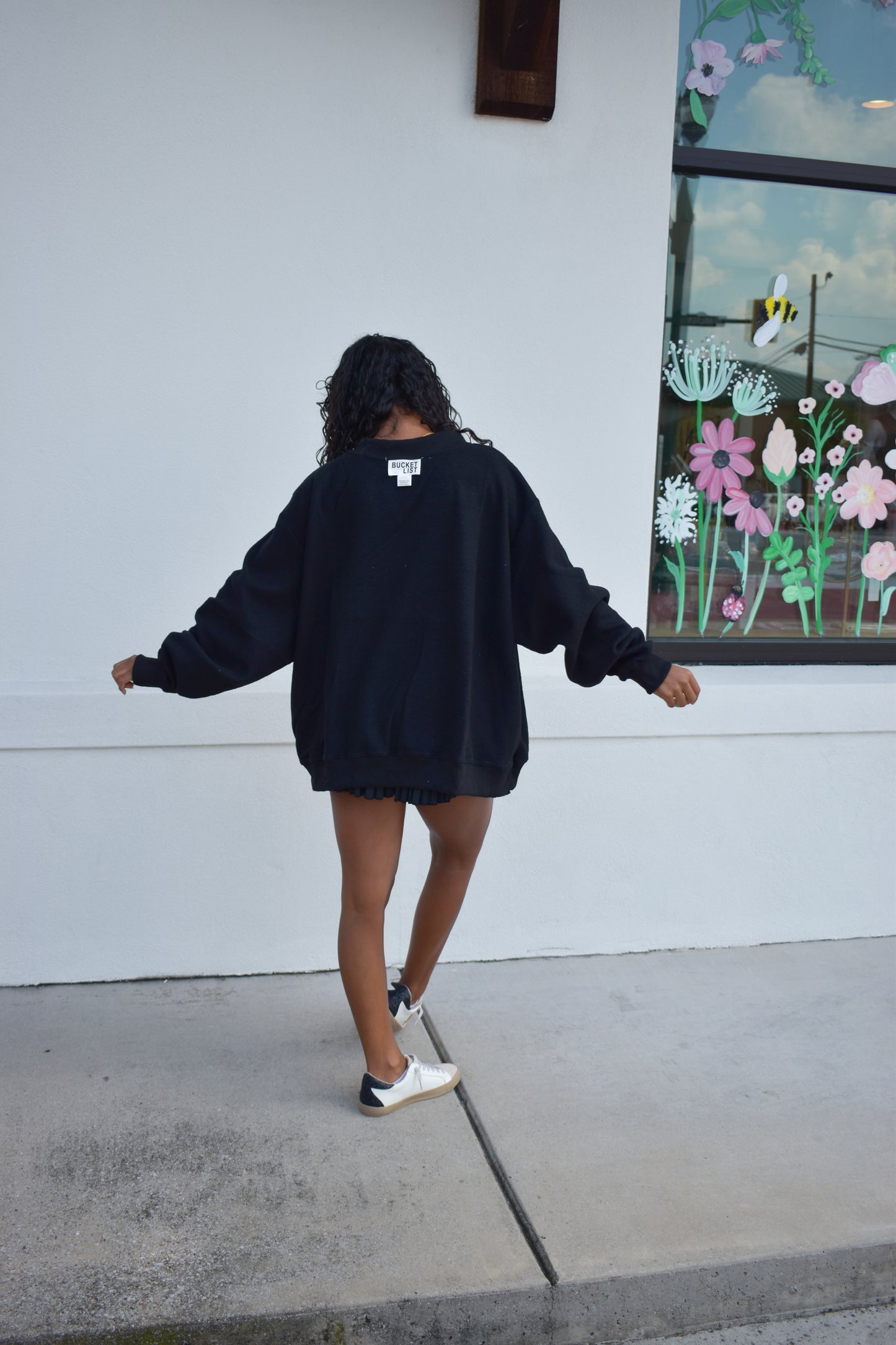 'GEORGIA&GA' Reversible Mockneck Sweatshirt: Black