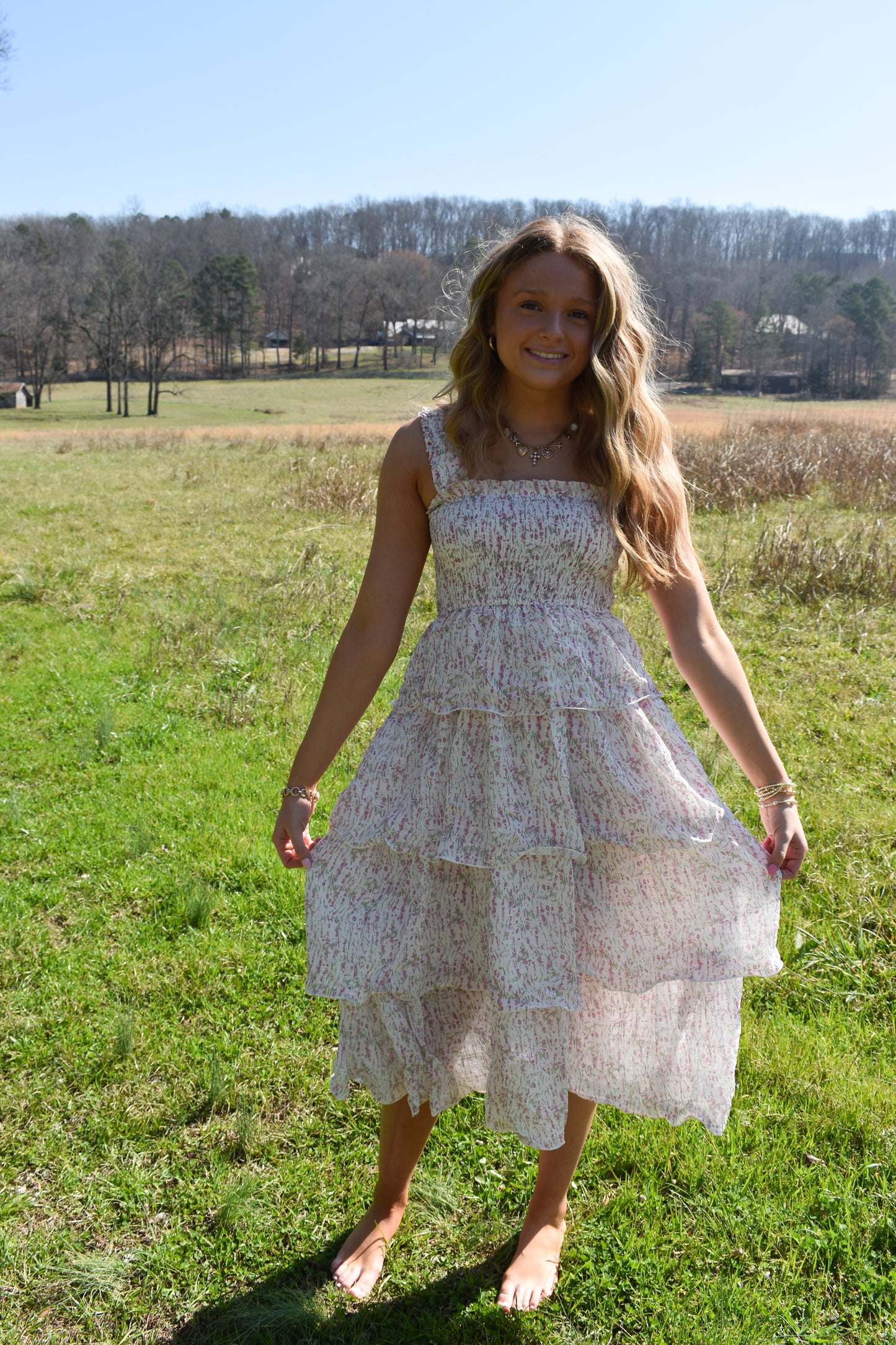 Garden Whirl Tier Midi Dress