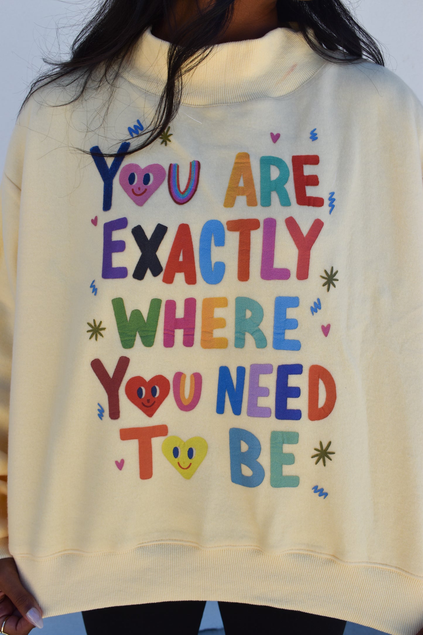 "Life is Good' Reversible Crop Mockneck