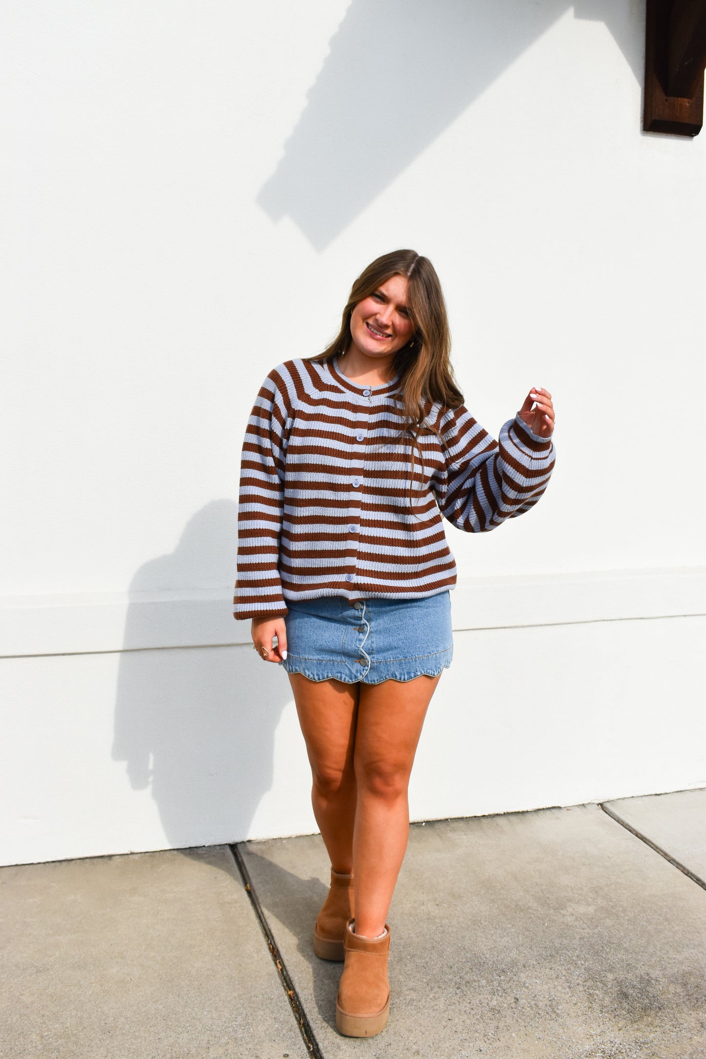 Brown/Blue Striped Sweater Cardigan