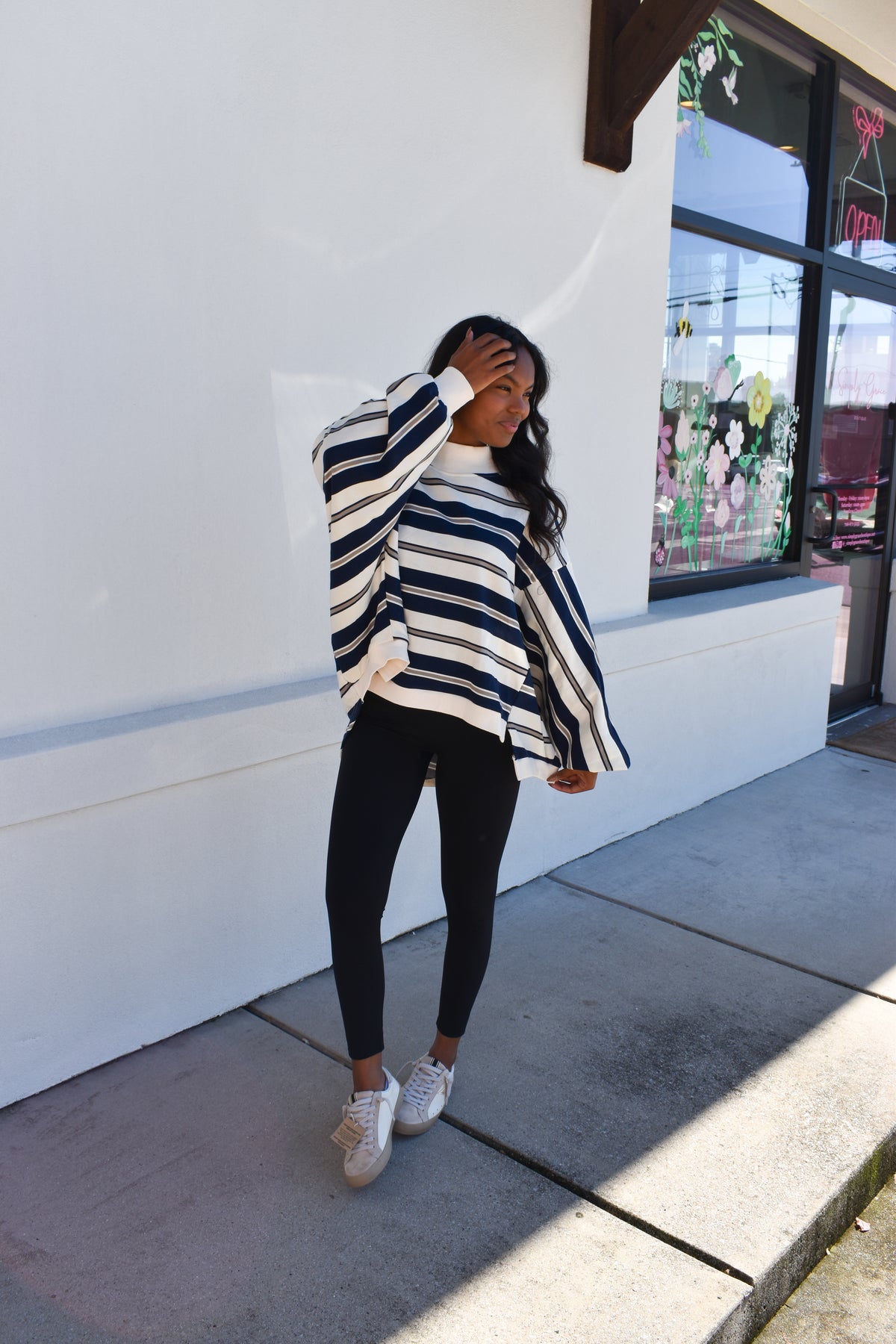 Striped Oversized Crewneck Top