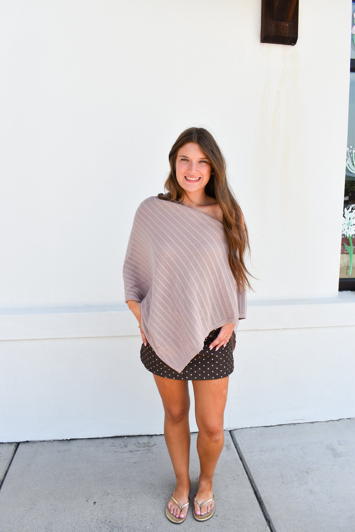 Lilia Asymmetrical Knit Poncho Top