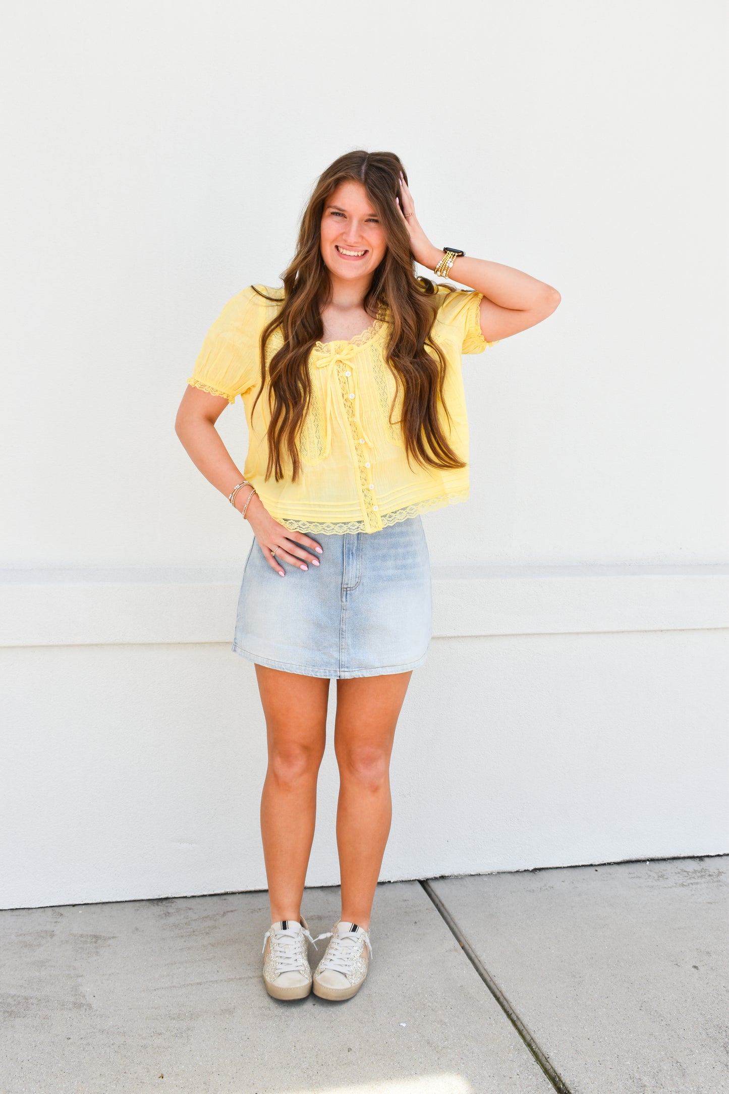Lace & Lovely Top: Yellow