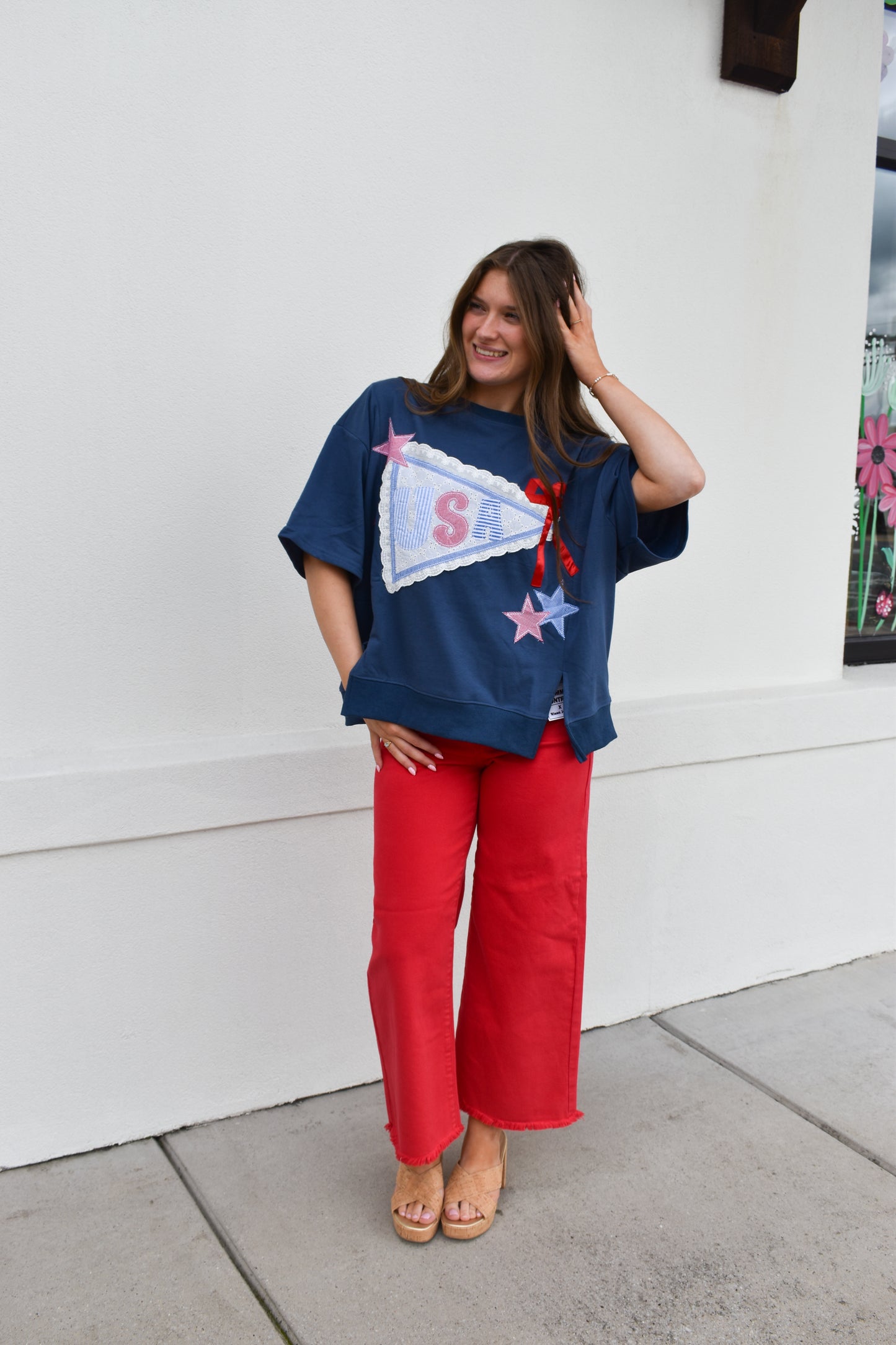 USA Lace Ribbon Sweatshirt